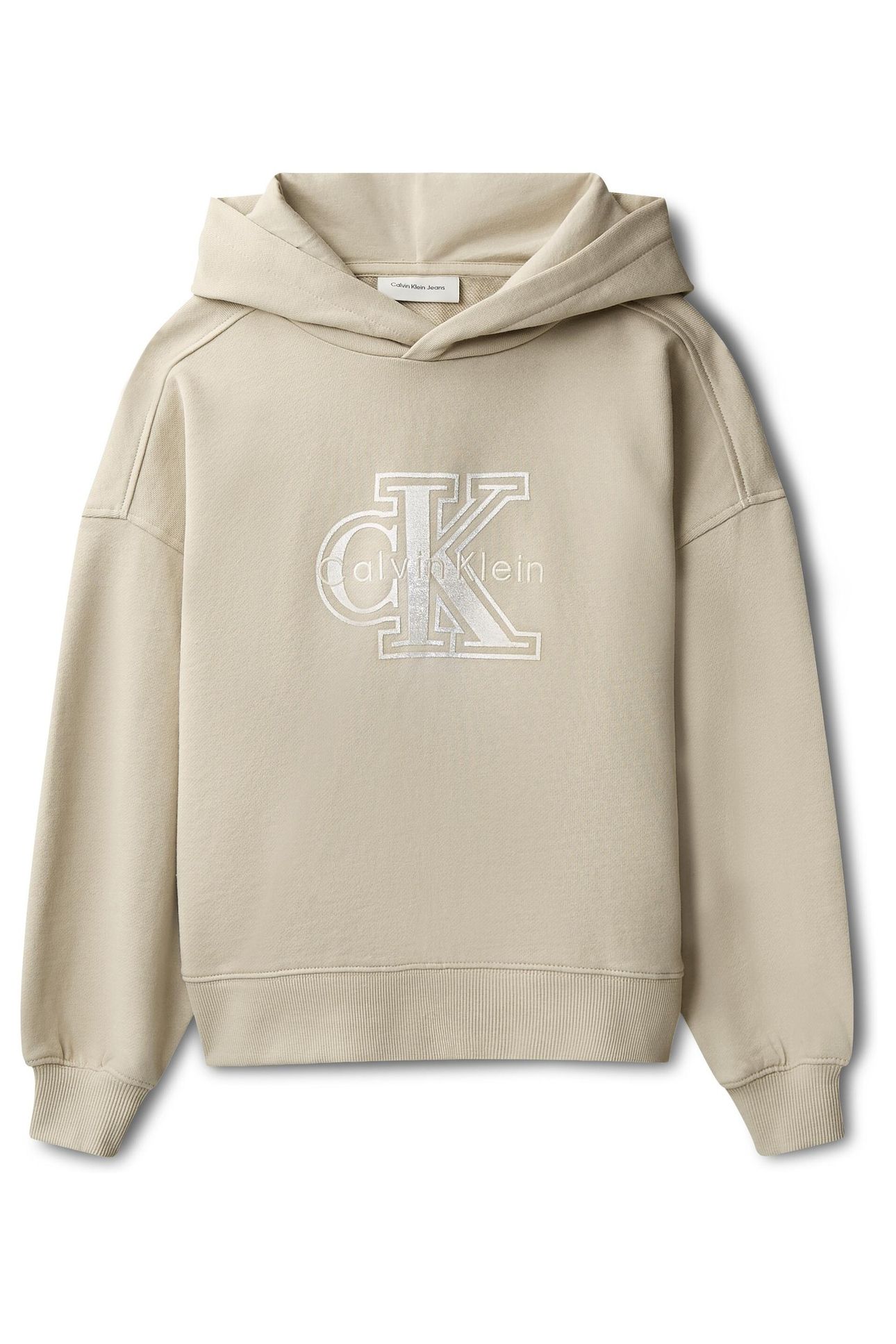 GIRLS VELVET MONOLOGO HOODIE ANCIENT MARBLE 2
