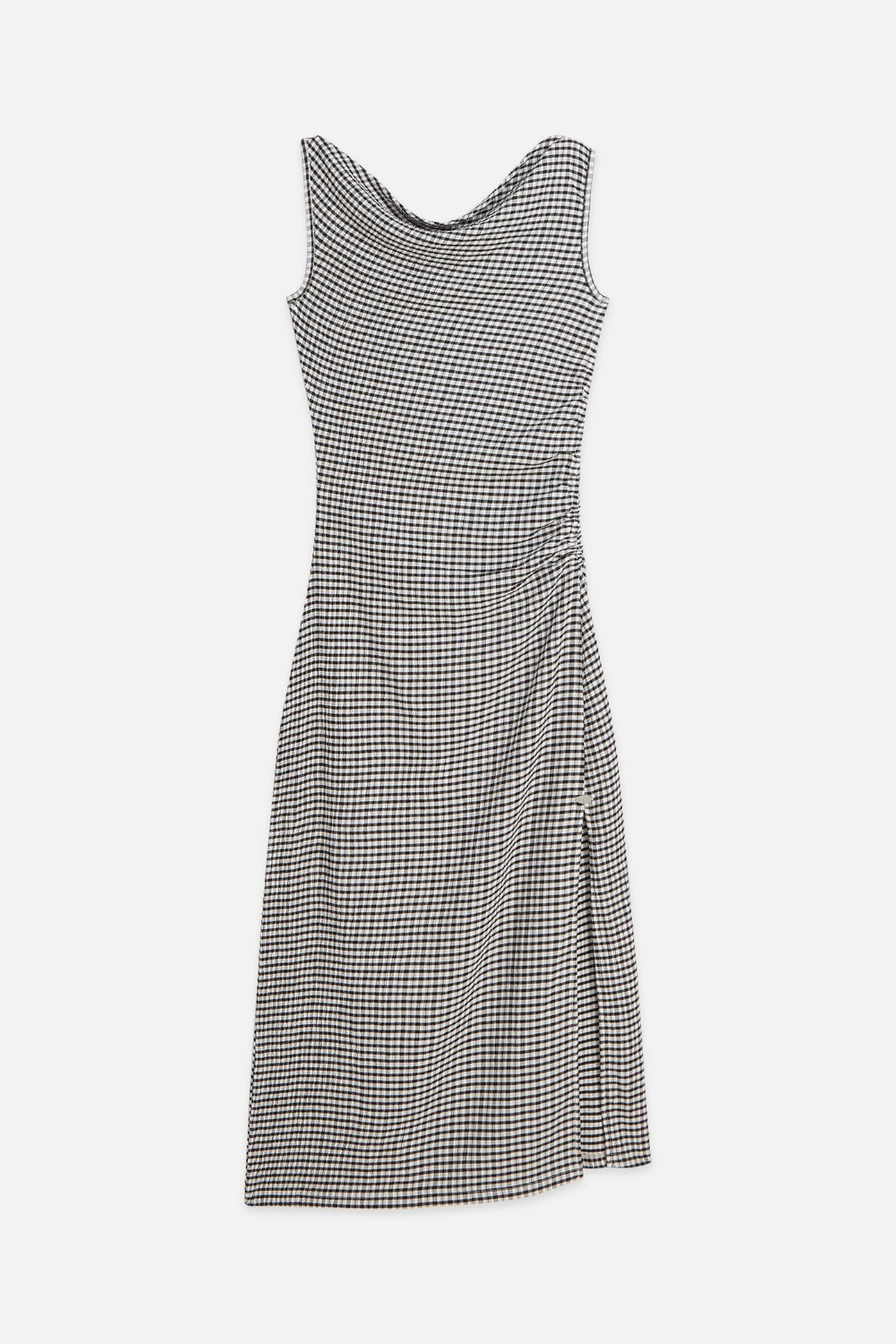 STRUCTURED GINGHAM DRAPEY MIDI DRESS METEORITE 4