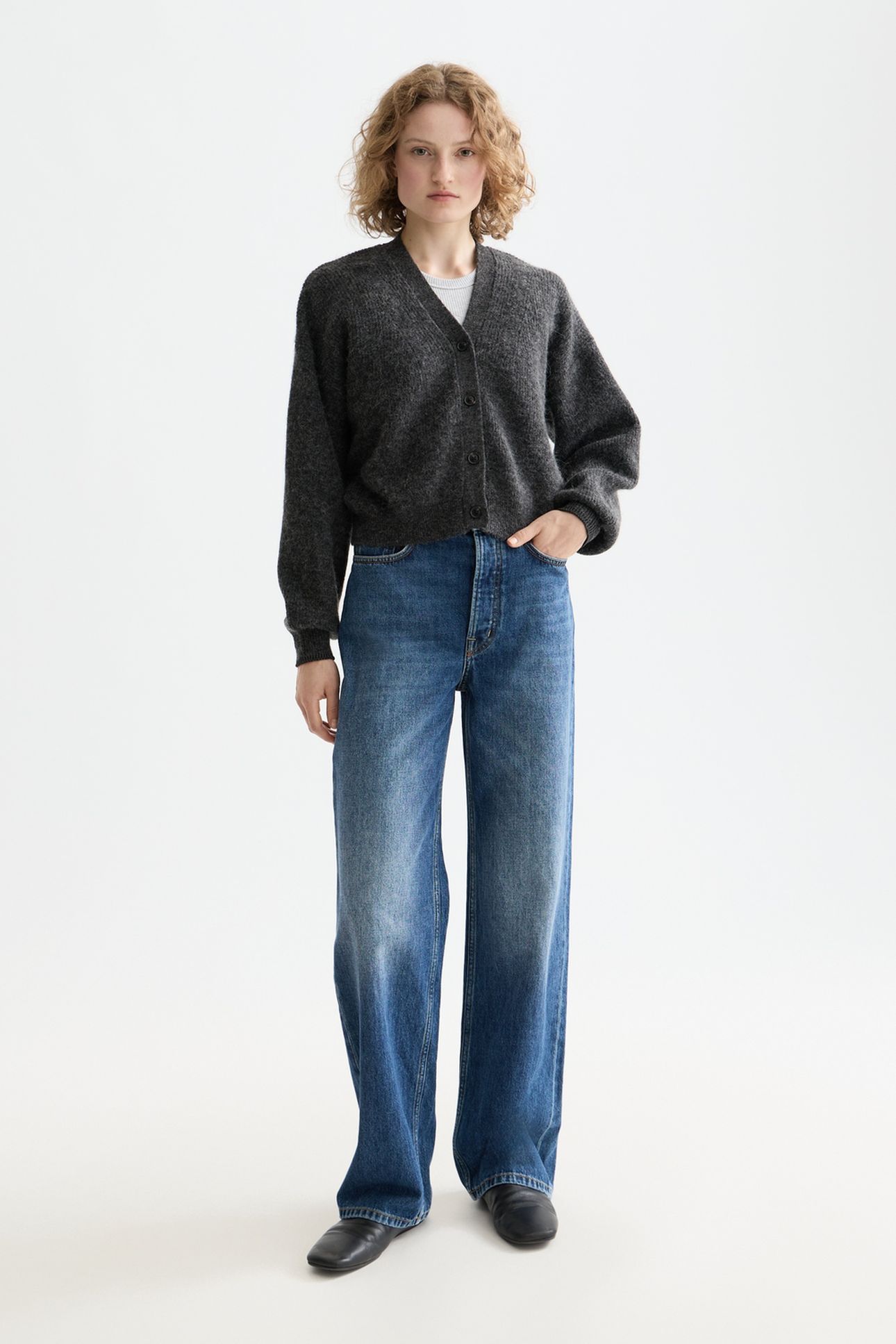 CORE FUZZY RELAXED CARDIGAN MEDIUM GREY 3
