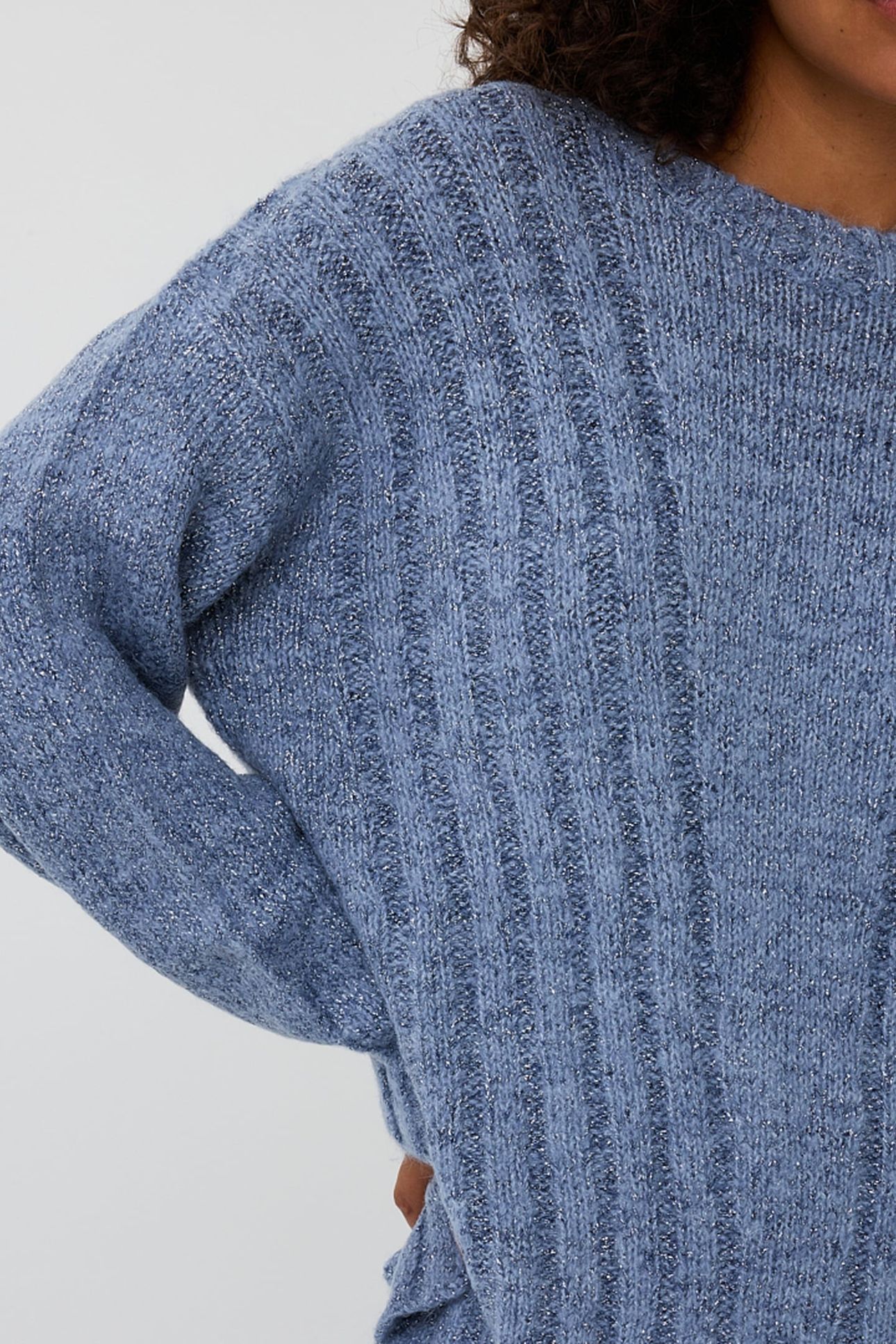 SWEATER V-NECK LUREX BLUE 7