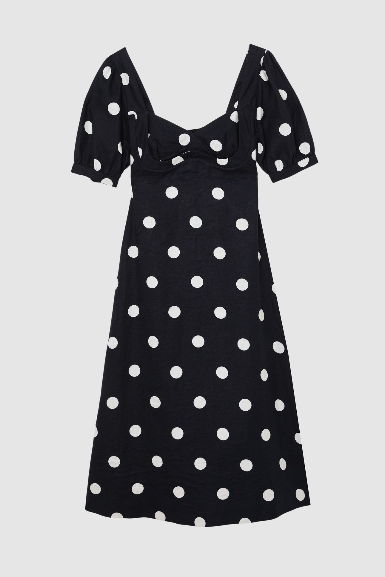 SHORT SLEEVE POLKA DOT MIDI DRESS NAVY/IVORY 4