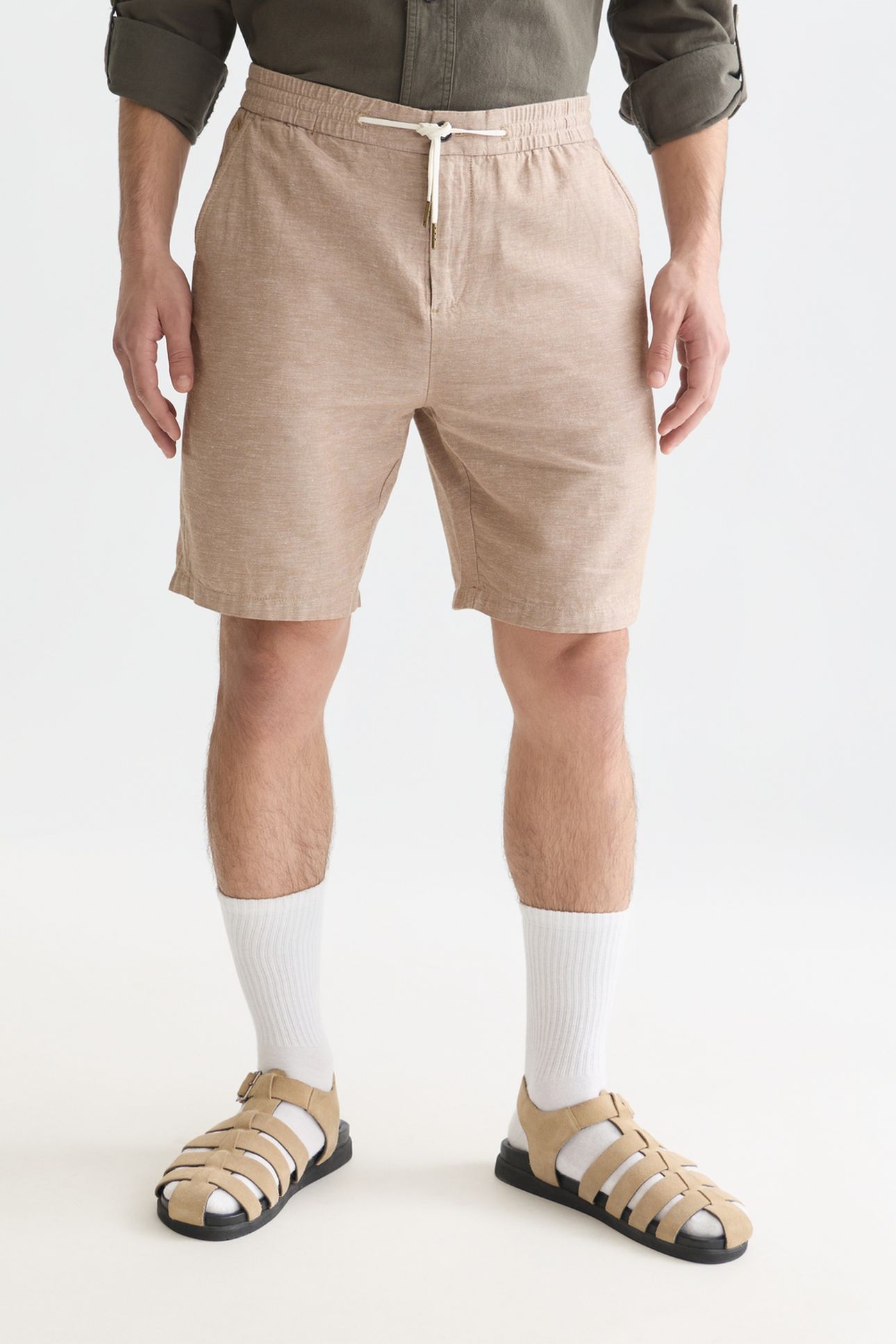 SEASONAL CORE FAVE COTTON LINEN REGULAR-FIT CHINO SHORTS LT 1