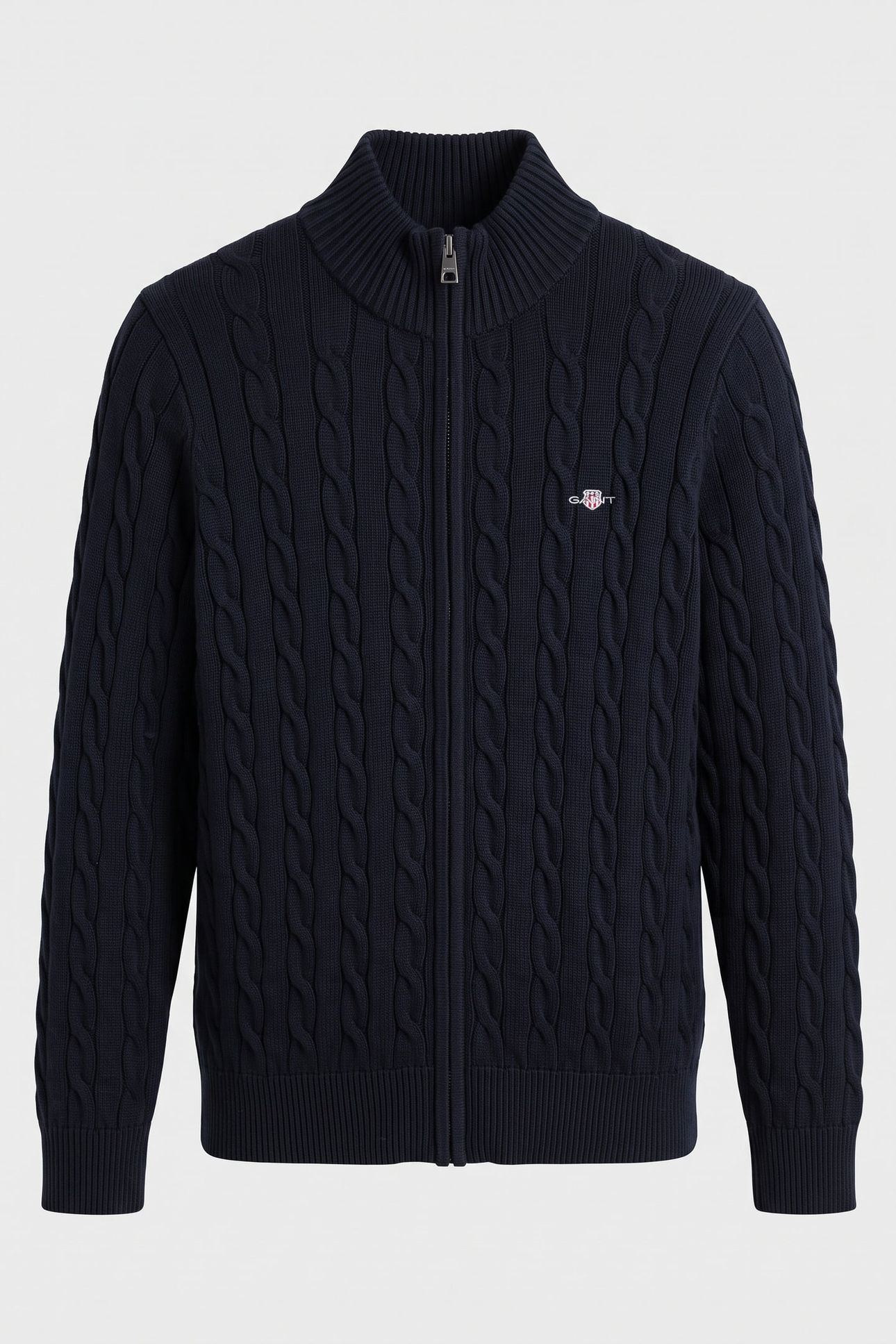 TEEN UNISEX COTTON CABLE FULL ZIP CARDIGAN EVENING BLUE 2