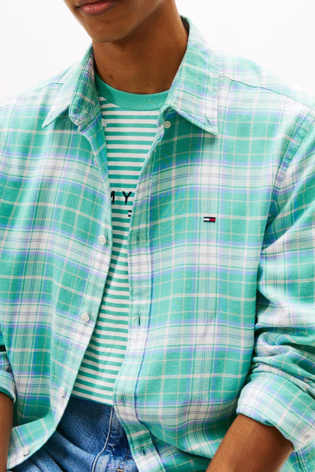 TJM REG FLANNEL CHECKED SHIRT ANTIQUE TEAL/BIG CHECK 6