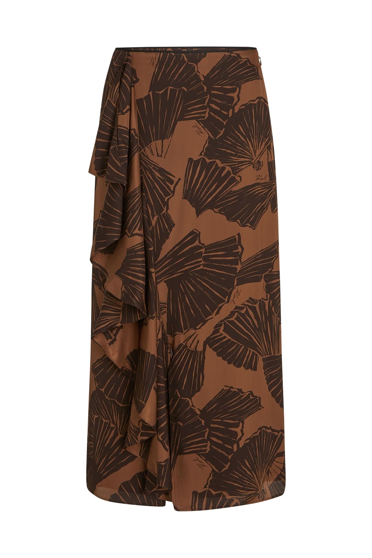 PRINTED FLUID SKIRT GRAPHIC FAN FRIAR BROWN 4