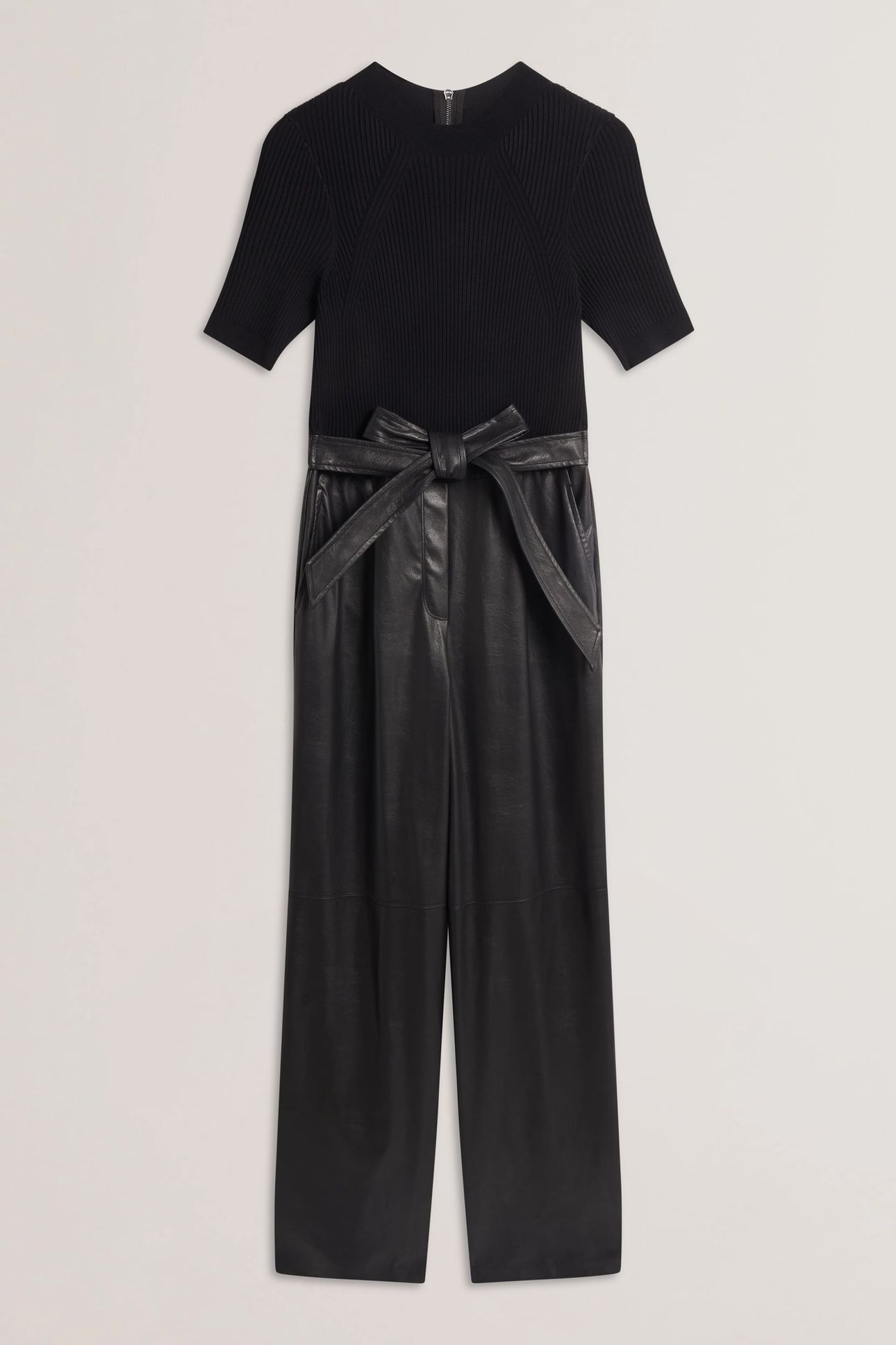TELEA FAUX LEATHER LEG KNIT BODICE BLACK 2
