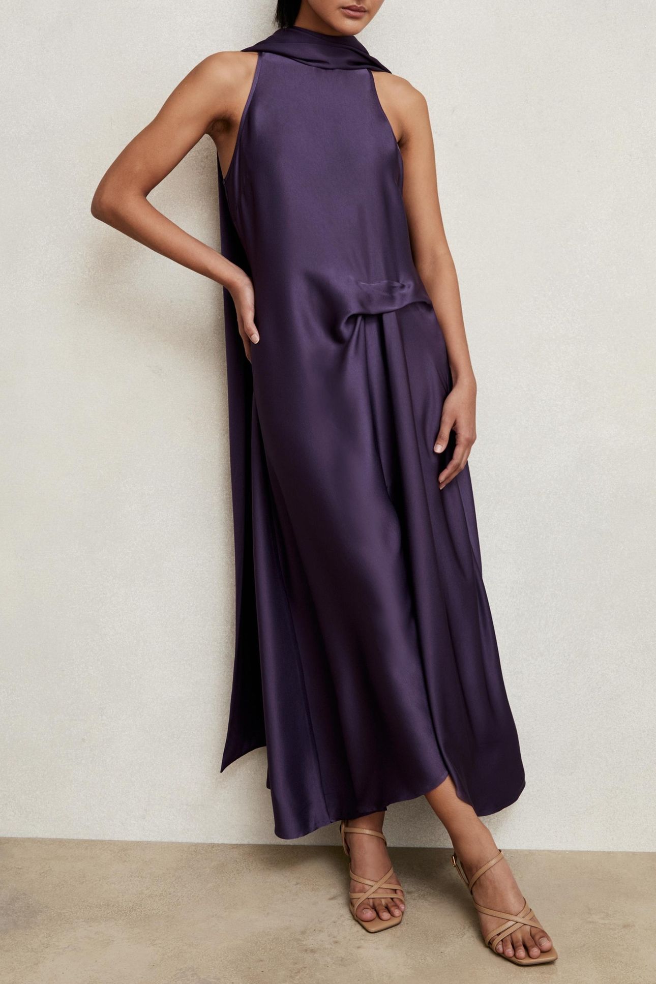 DRAPE OCCASION MIDI DRESS PURPLE 2