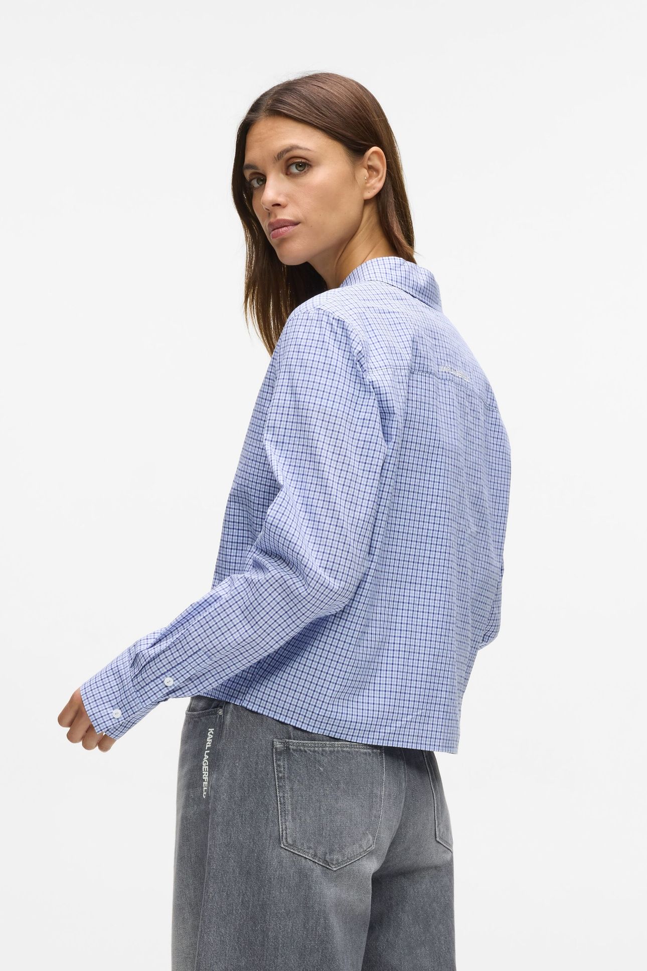 IKON CHECK BLOUSE CHECK KENTUCKY BLUE WHITE 2