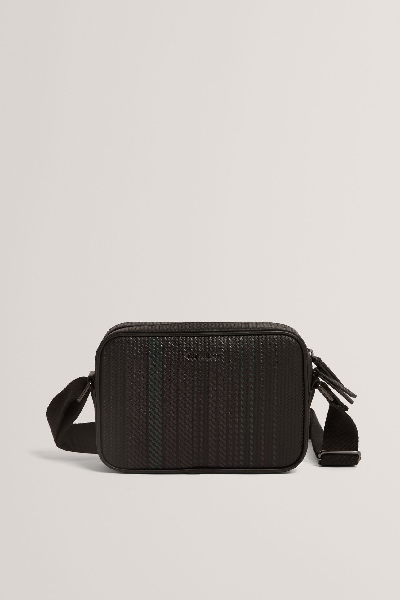 PRINTED WEAVE PU CROSSBODY BAG BLACK 1