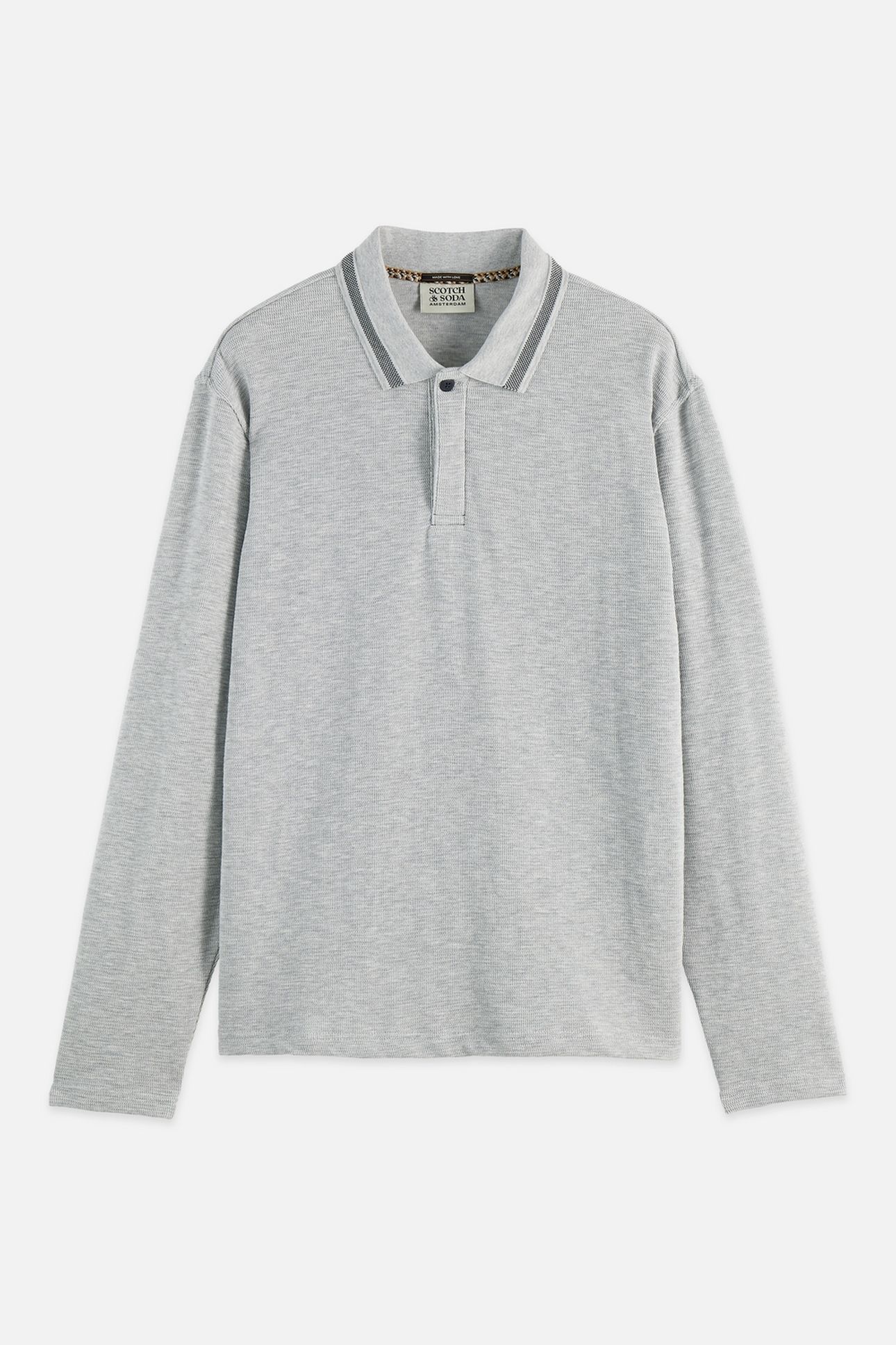 STRUCTURED RELAXED-FIT LONG-SLEEVED POLO LIGHT PASTEL GREY 4