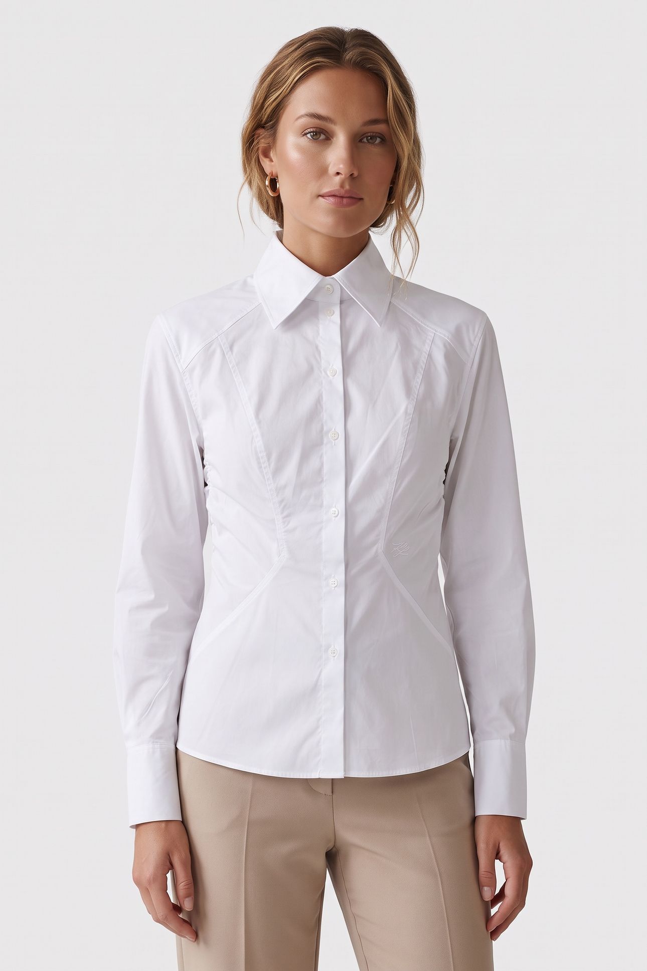 STUDIO POPLIN STRETCH BLOUSE WHITE 1