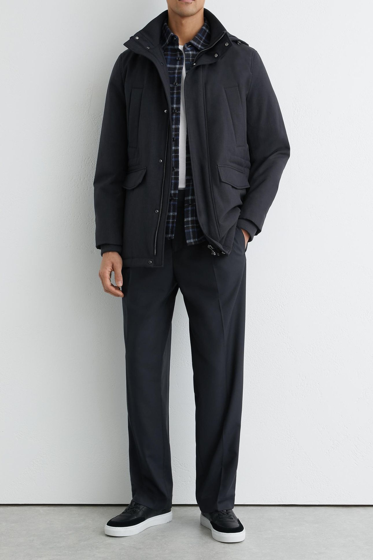 HOODED ZIP THROUGH PADDED COAT NAVY 3