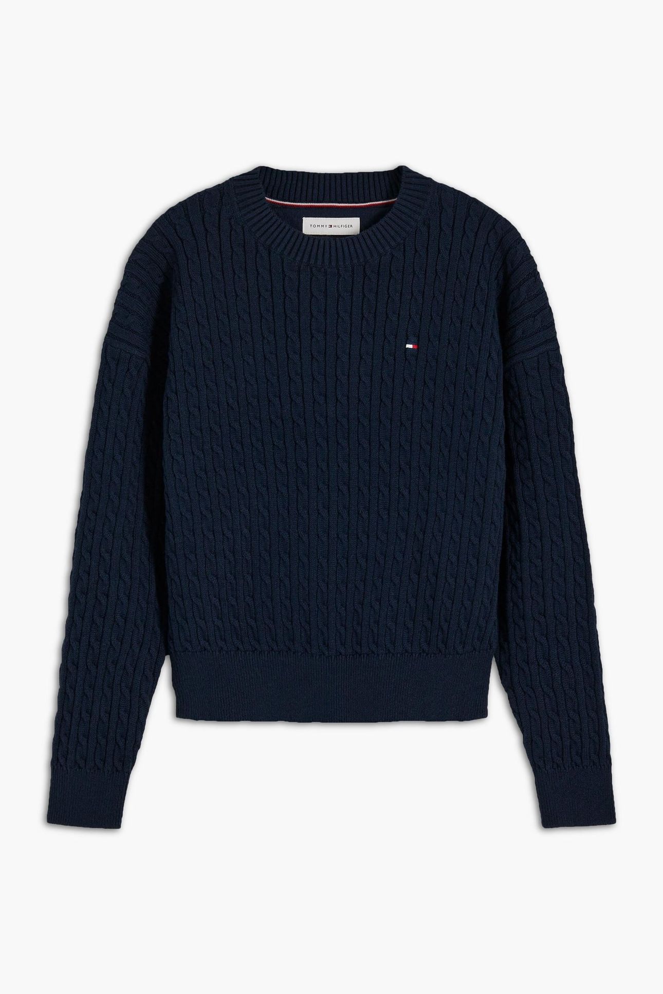 GIRLS CABLE KNIT SWEATER DARK BLUE 10