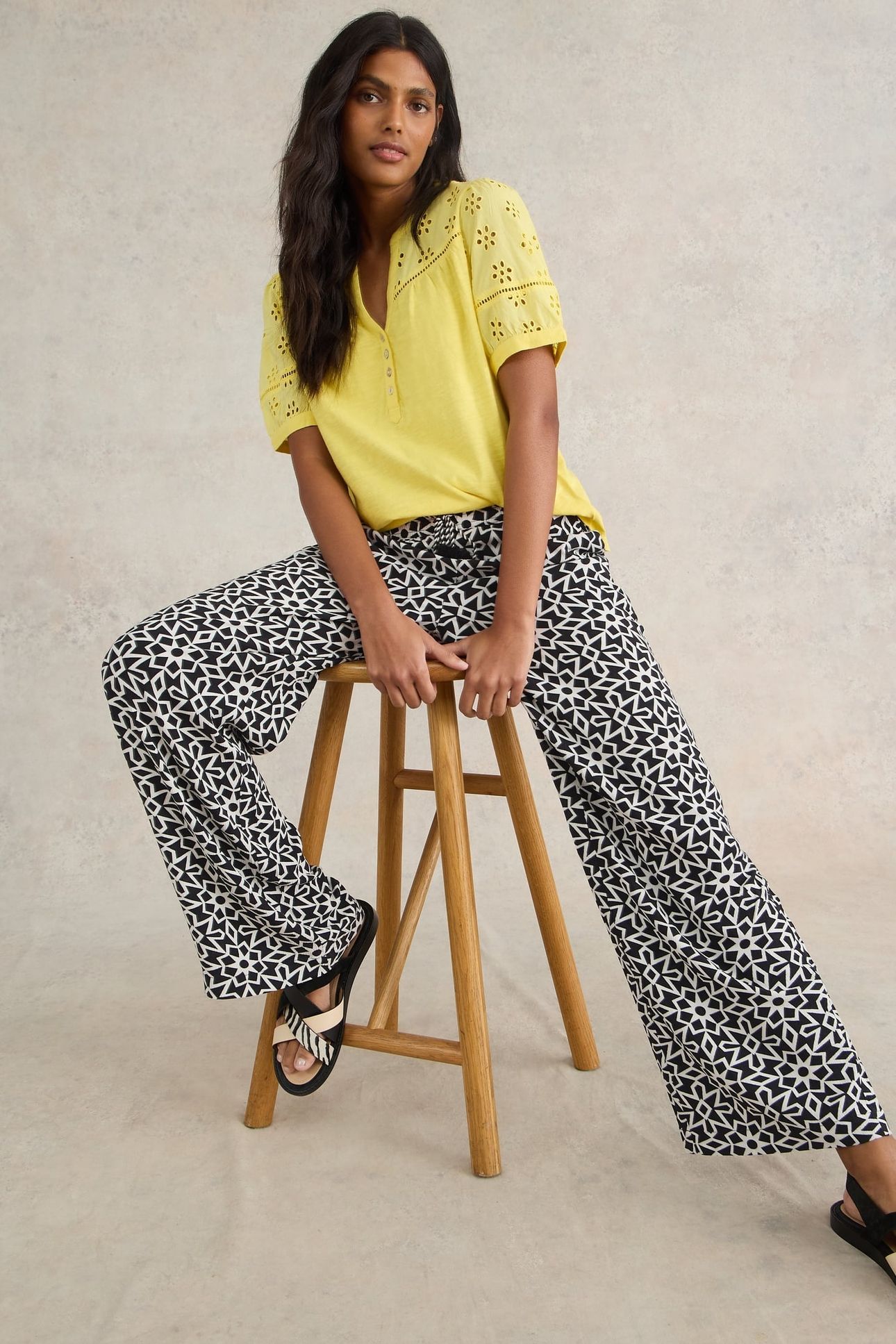 BELLE CRINKLE WIDE LEG TROUSER BLK PR 4