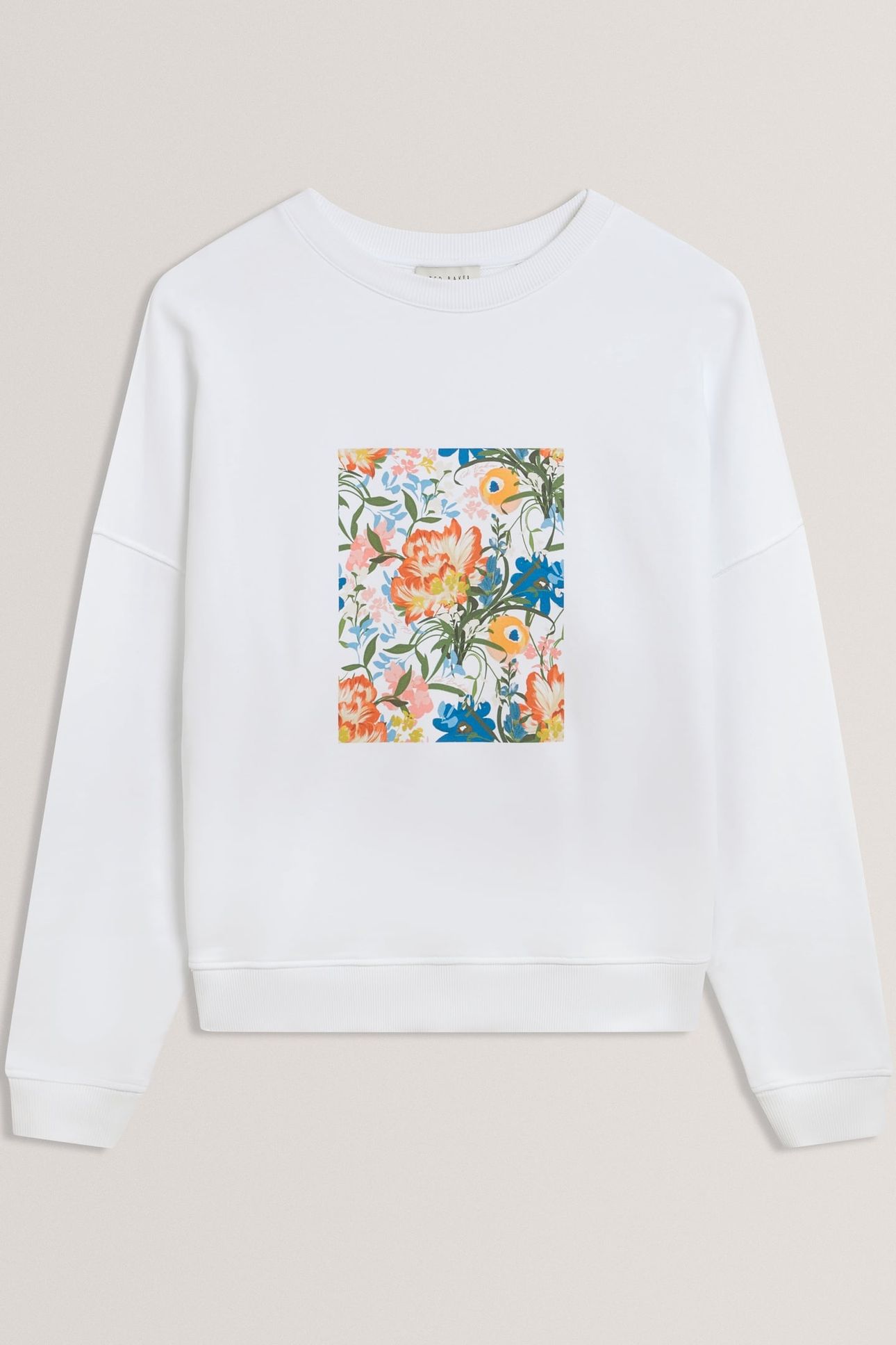 FLORAL PATCH GRAPHIC SWEATSHIRT WHITE 3