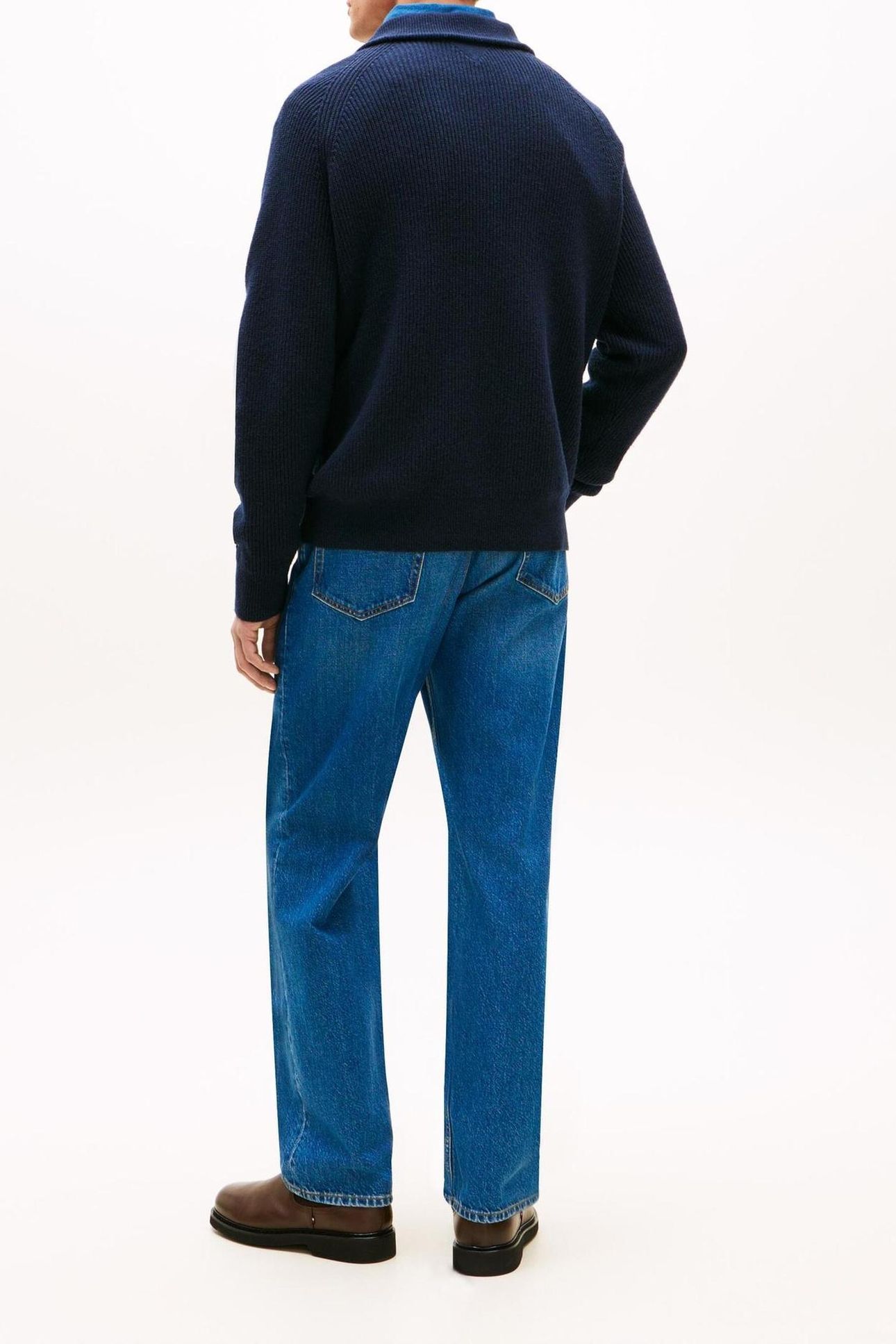 FISHERMAN RIB ZIP MOCK DARK NIGHT NAVY 5