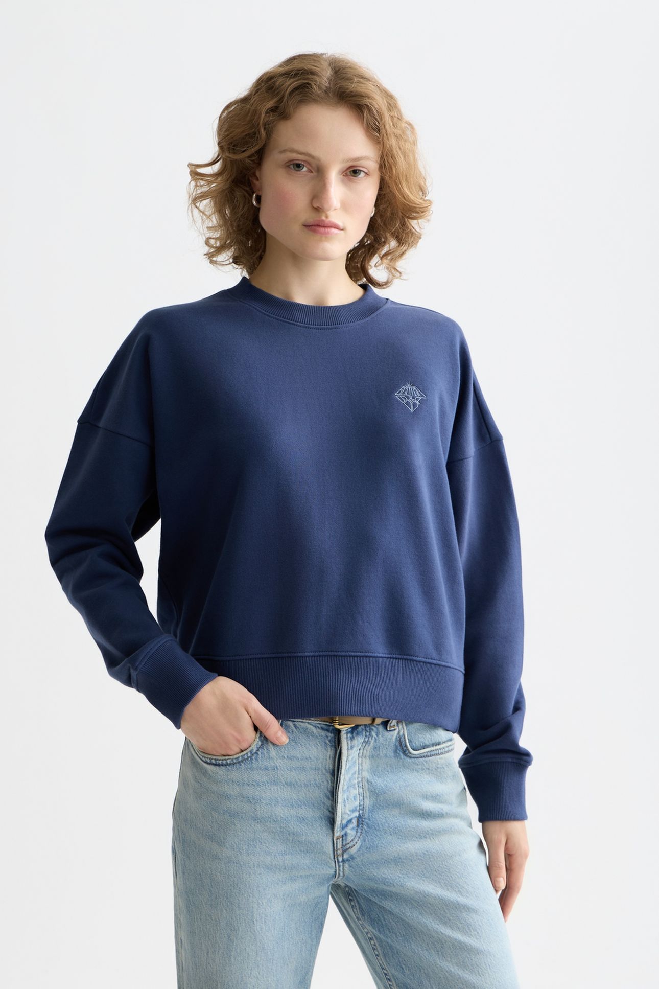 EMBROIDERED LOGO RELAXED FIT SWEATSHIRT OCEANA 1