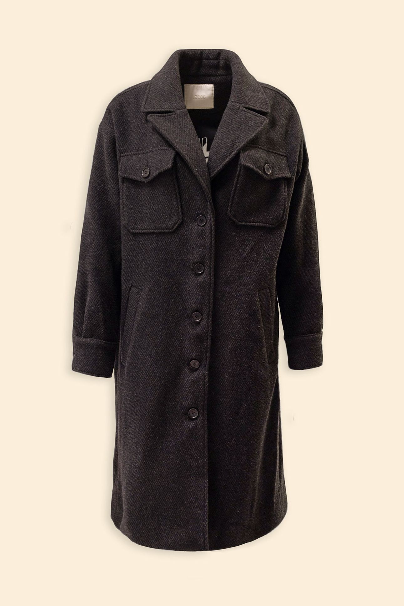 GREY OVERSHIRT-STYLE LONG COAT 4