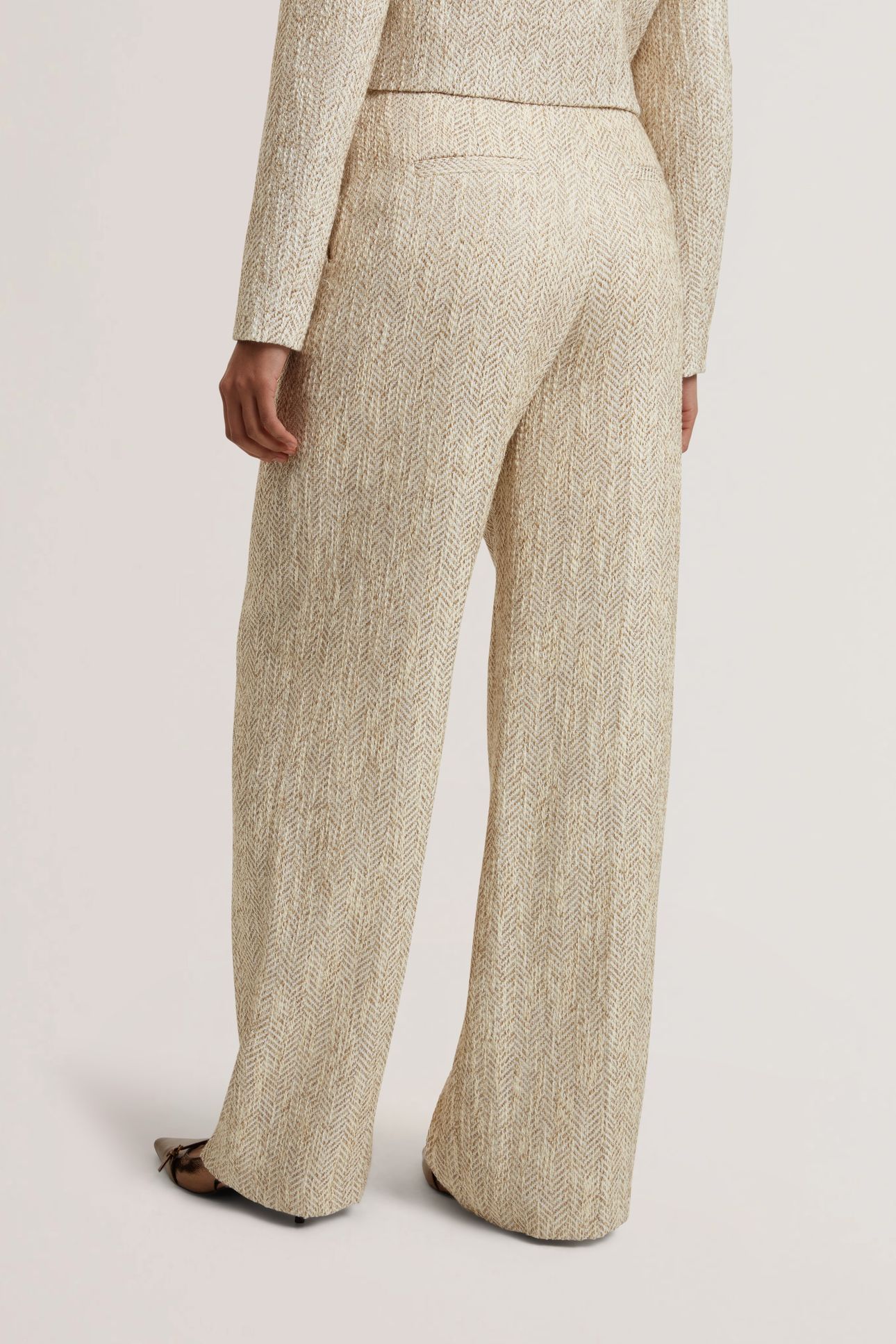 VULPAT TAILORED BOUCLE WIDE LEG TROUSERS IVORY 3