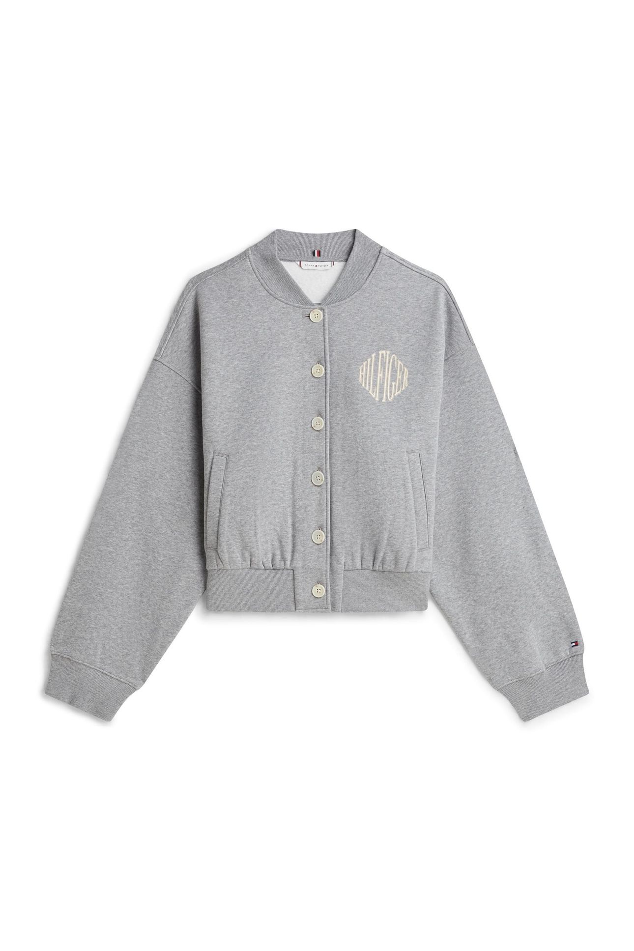 VARSITY FLEECE BOMBER MED HEATHER GREY 1