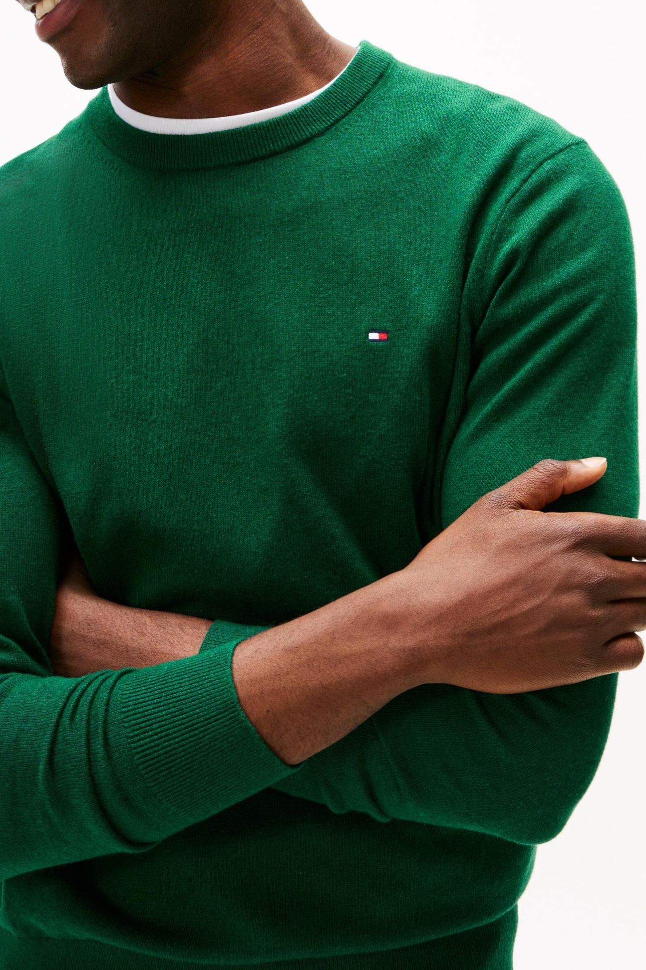 PIMA COTTON CASHMERE SWEATER ORNAMENTAL GREEN HEATHER 2