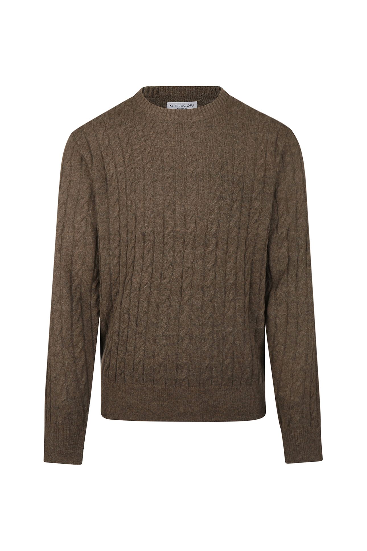 CABLE CREW NECK SWEATER CHOCOLATE BROWN 2