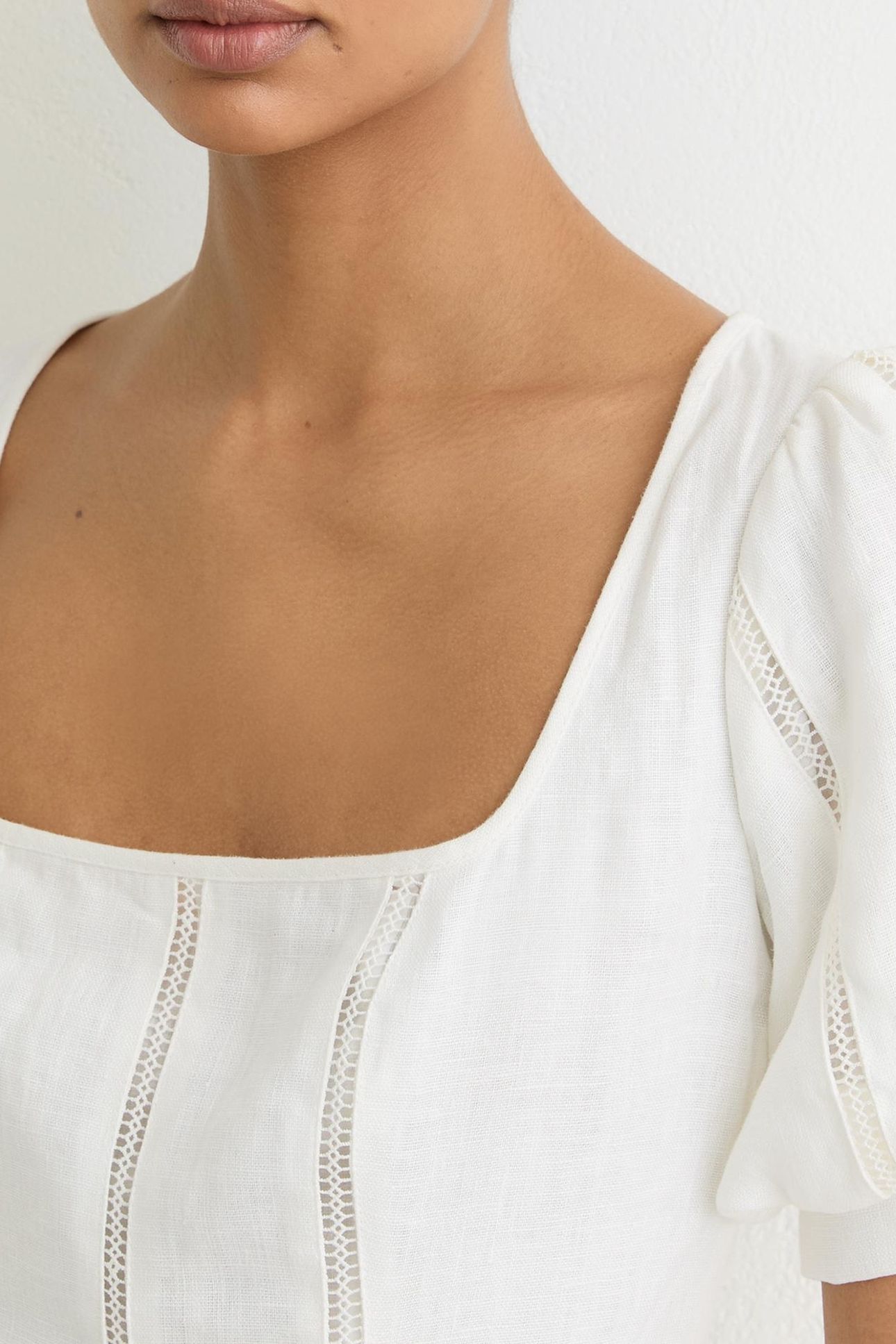 SHORT SLEEVE LINEN MIDI DRESS IVORY 6