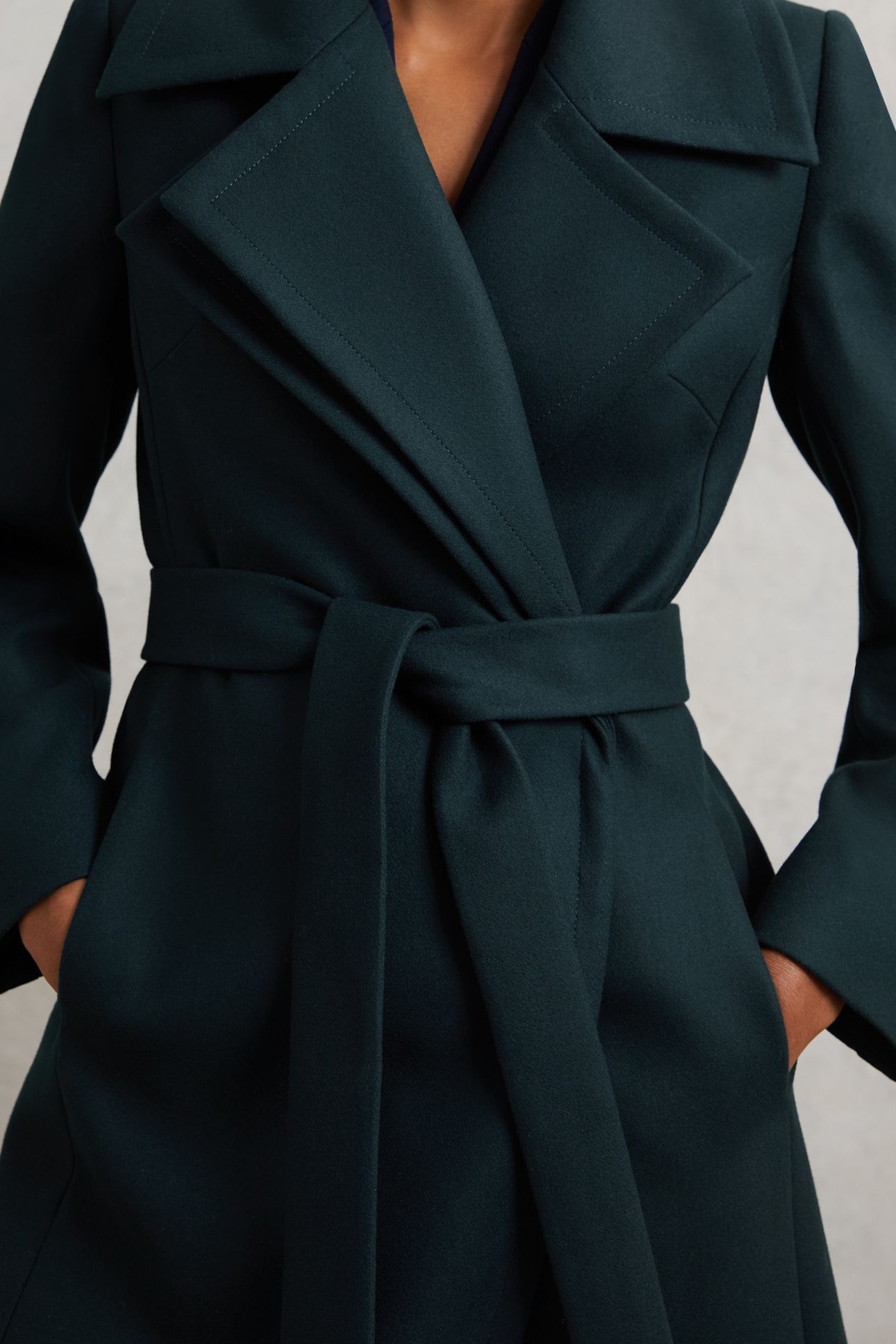 MID LENGTH BELTED COAT TEAL 5