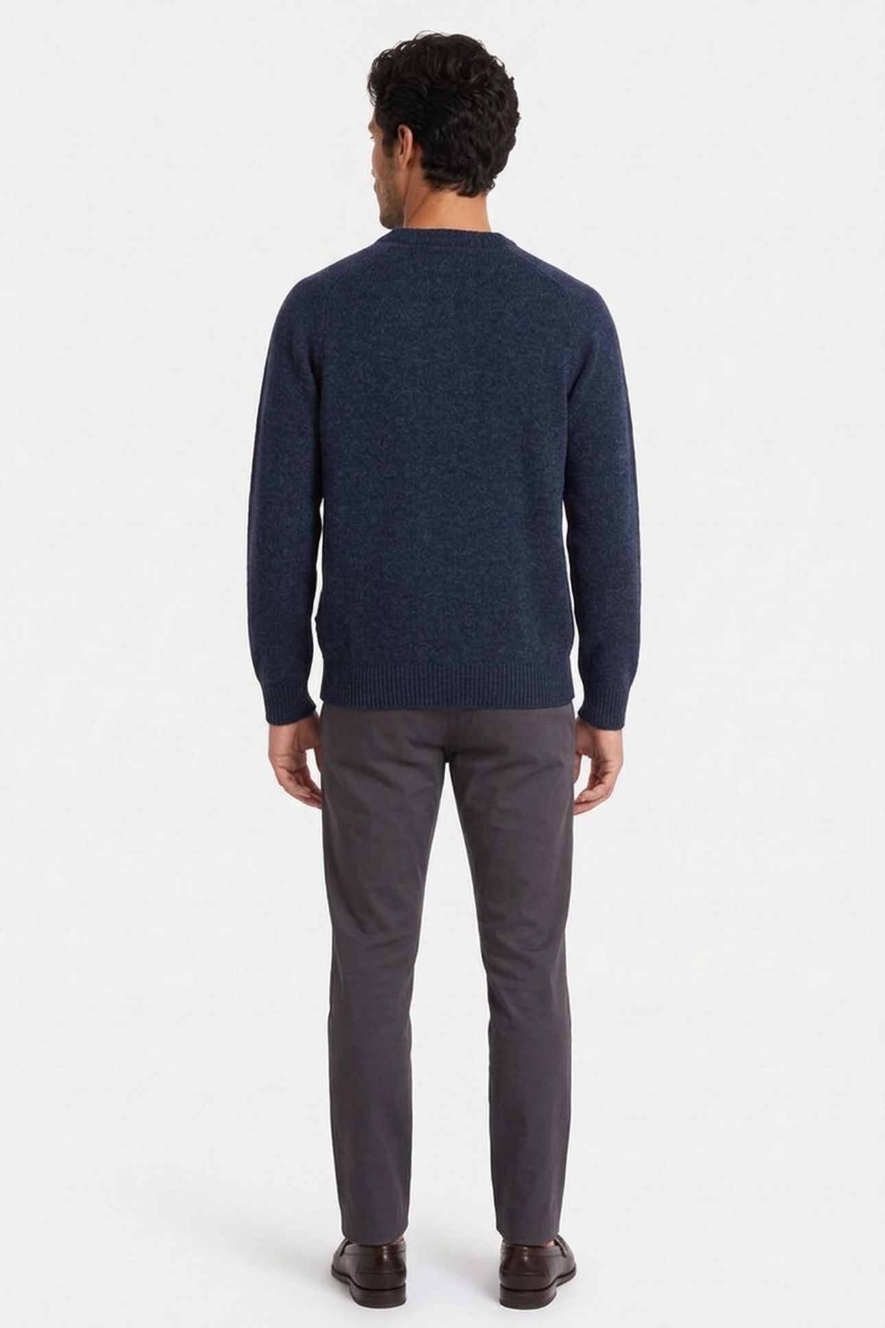 LAMBSWOOL CREW NECK SWEATER NAVY 2