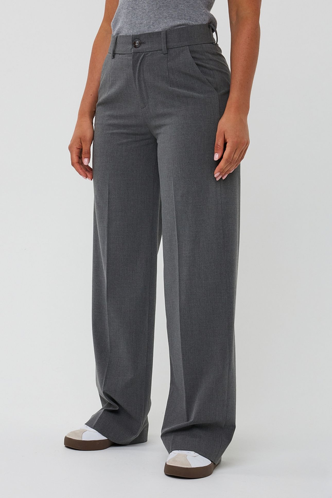 TROUSERS WIDE LEG ELASTIC MELANGE GREY MELANGE 2