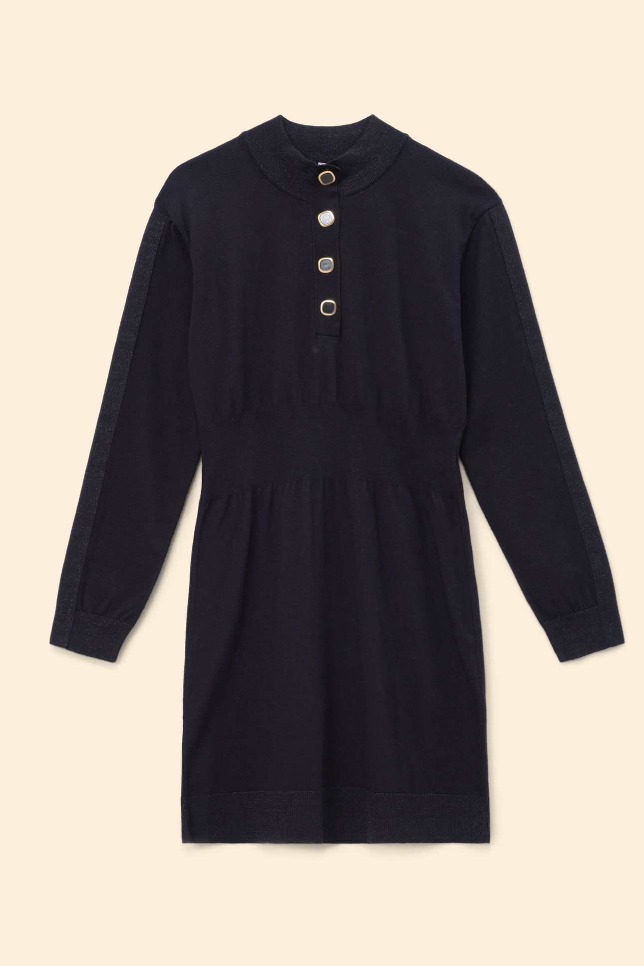 BLACK KNIT LONG-SLEEVED DRESS WITH LUREX DETAILS 4