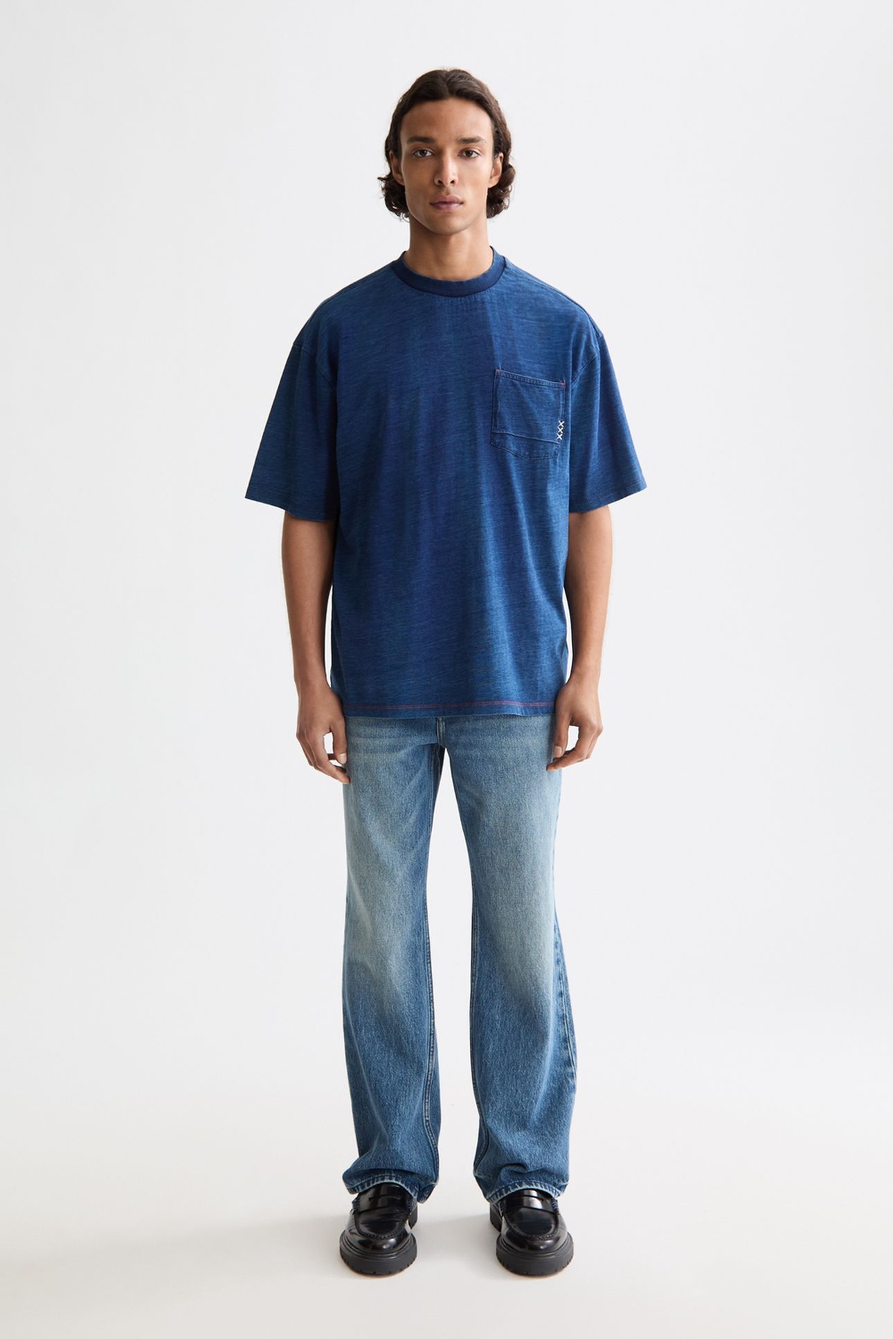 WASHED 1 POCKET INDIGO T-SHIRT 3