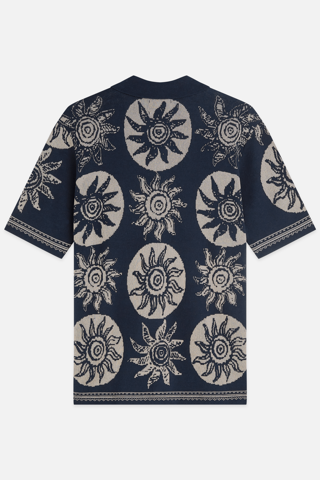 KNITTED JAQUARD SHORT SLEEVE SHIRT NAVY 2