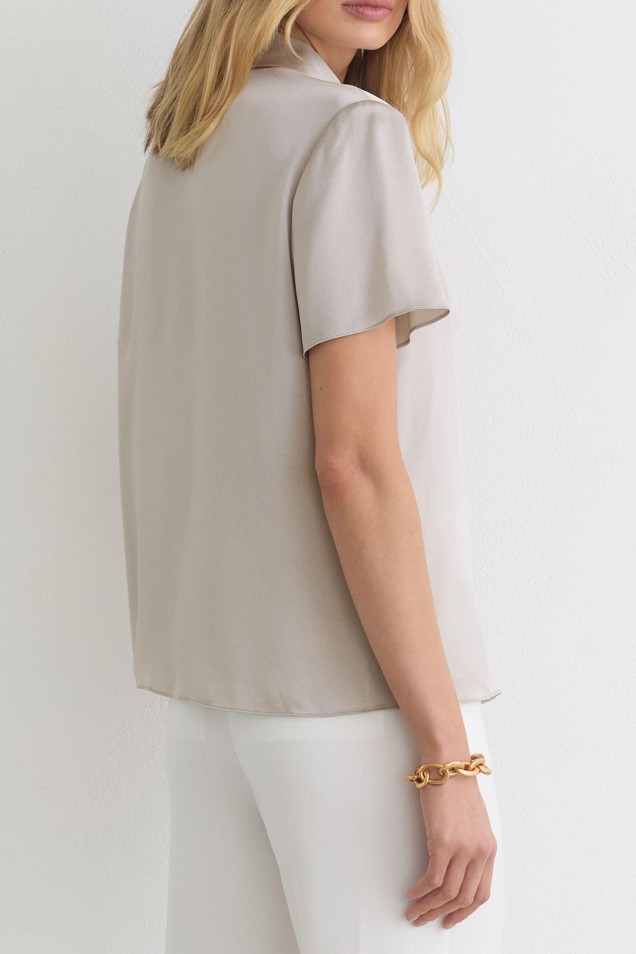 POCKET DETAIL SILK T-SHIRT LIGHT GREY 3