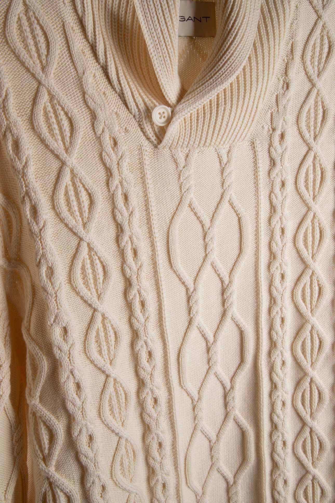 CABLE SHAWL COLLAR CREAM 4
