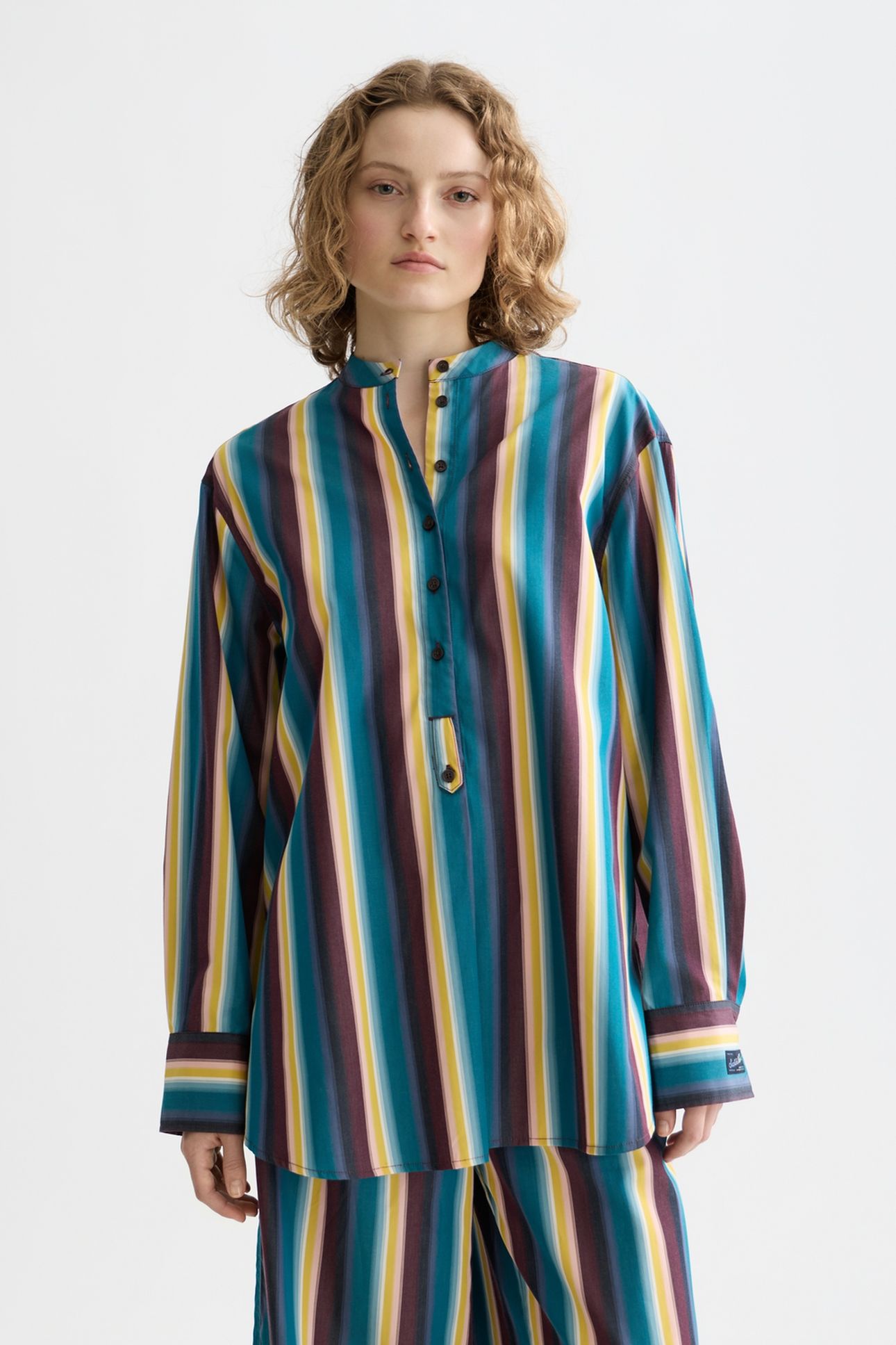 RELAXED-FIT STRIPED SHIRT EL COSMICO STRIPE DEEP LAGOON 1