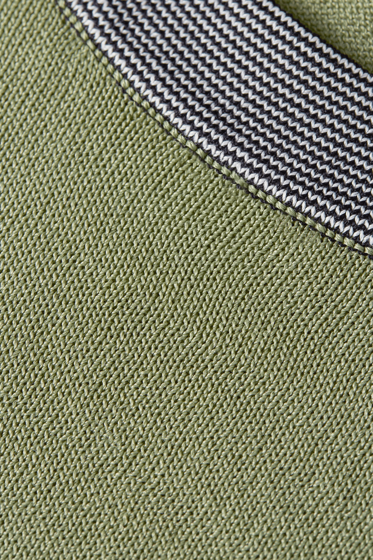 STRIPE TRIM RELAXED KNITTED VEST OIL GREEN 6