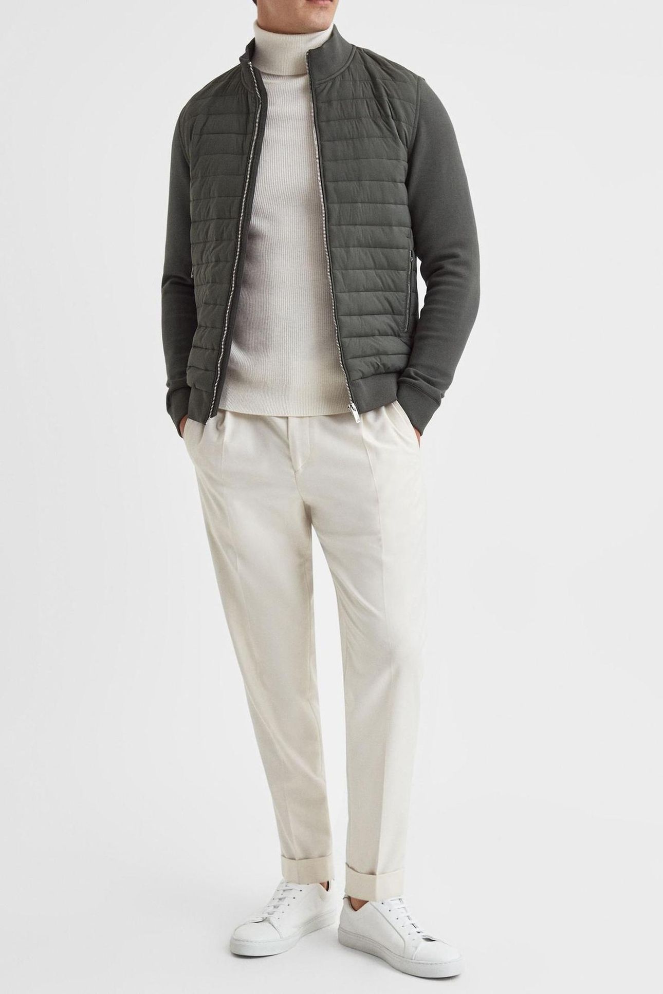 LS JERSEY QUILTED ZIP THROUGH HYBRID SAGE GREEN 3