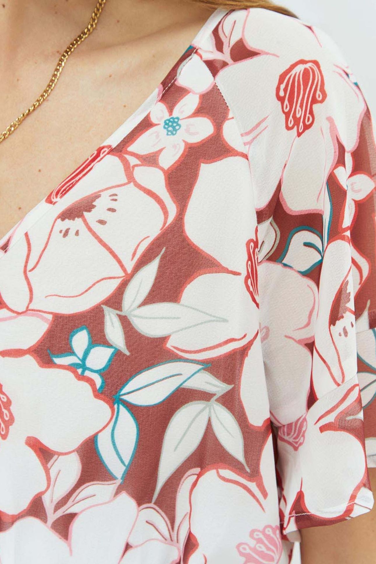 RAMIA _ ECRU MAXI DRESS WITH ARTY CAMELLIA PRINT 5
