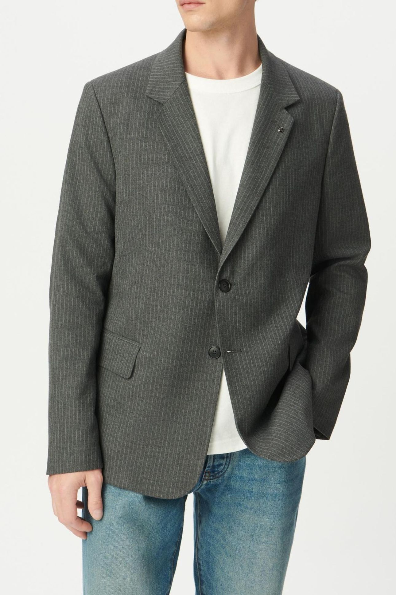 DARK HEATHER GREY PINSTRIPE SUIT JACKET 1