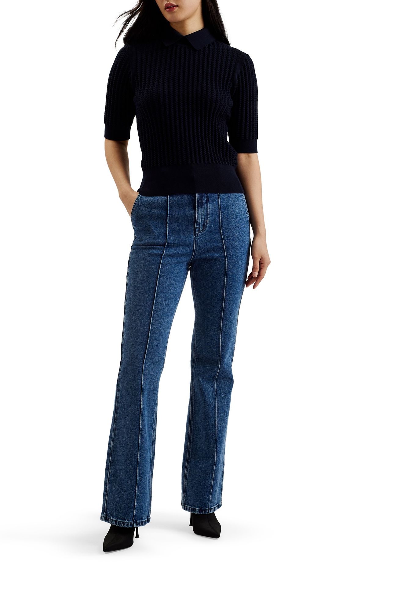 NIKKO KICK FLARE JEANS WITH PINTUCK BLUE 1
