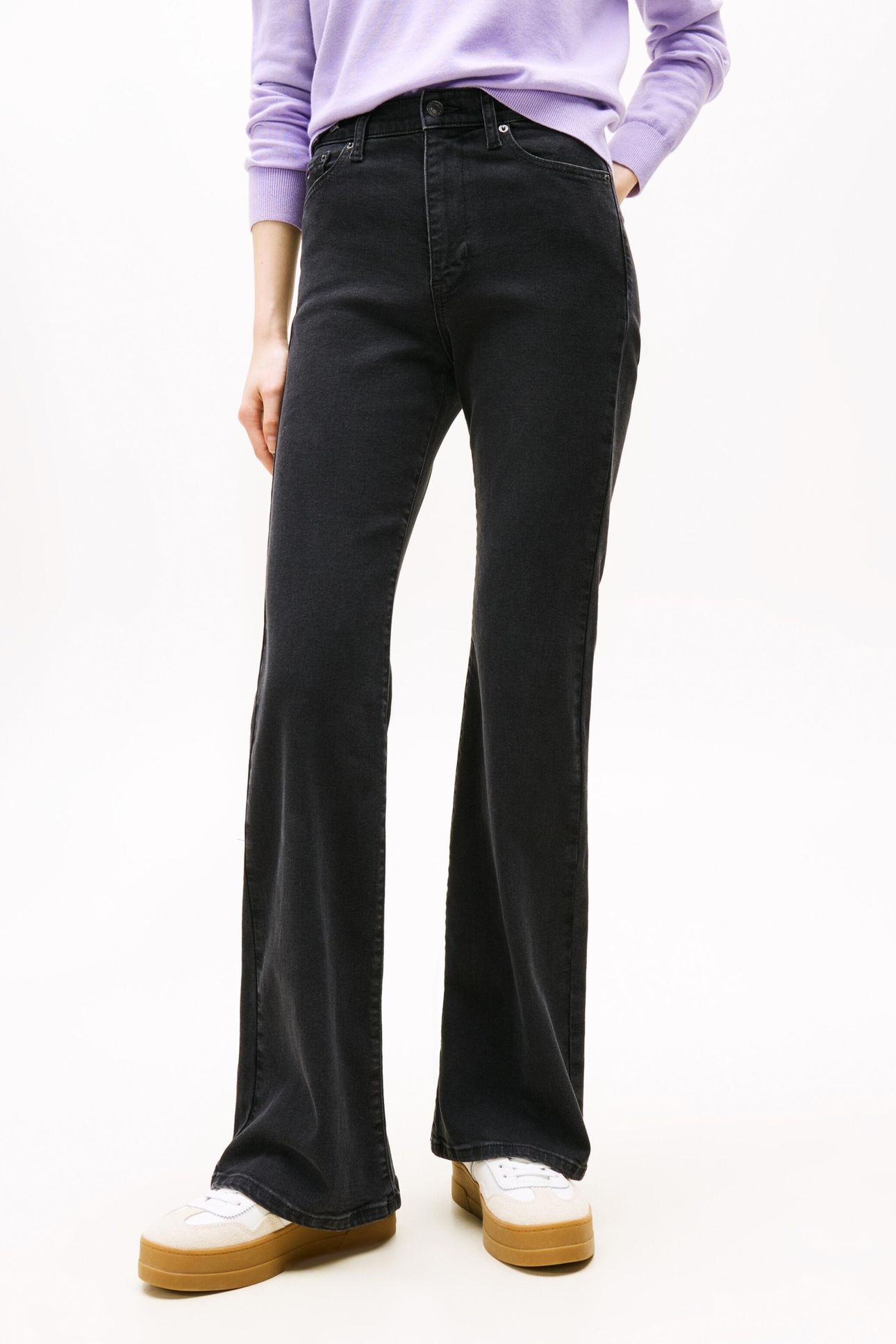 SYLVIA HIGH FLARE TAB DENIM WASHED BLACK BLACK 1