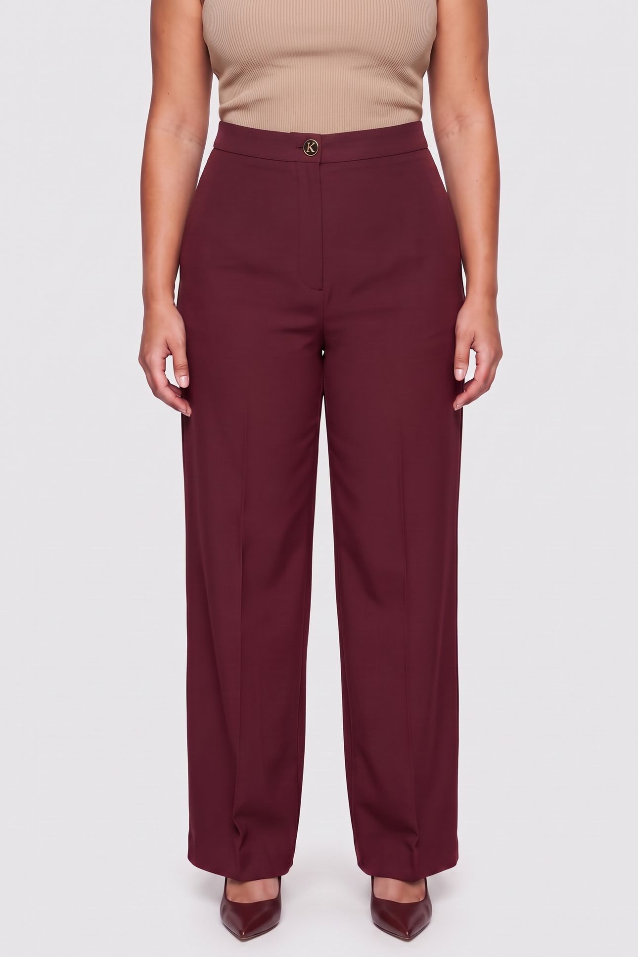 K BUTTON STRAIGHT PANTS TAWNY PORT 2