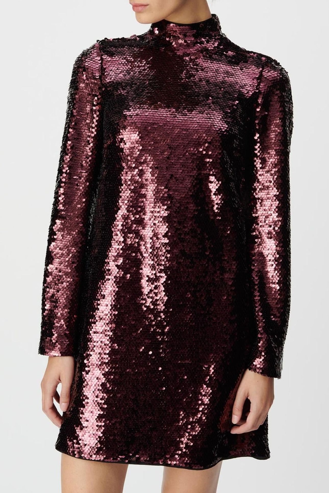 BURGUNDY ALLOVER SEQUIN BACKLESS DRESS 1