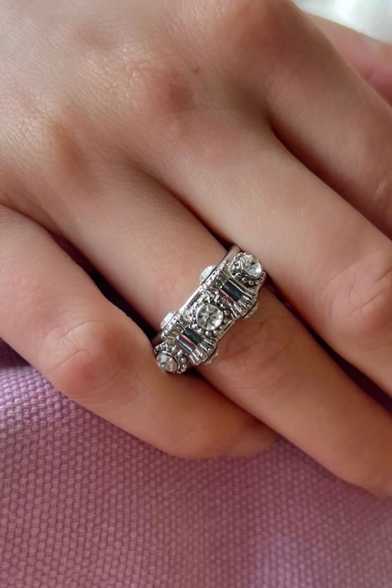 OTAZU VINTAGE BARREL RING - RHODIUM 4