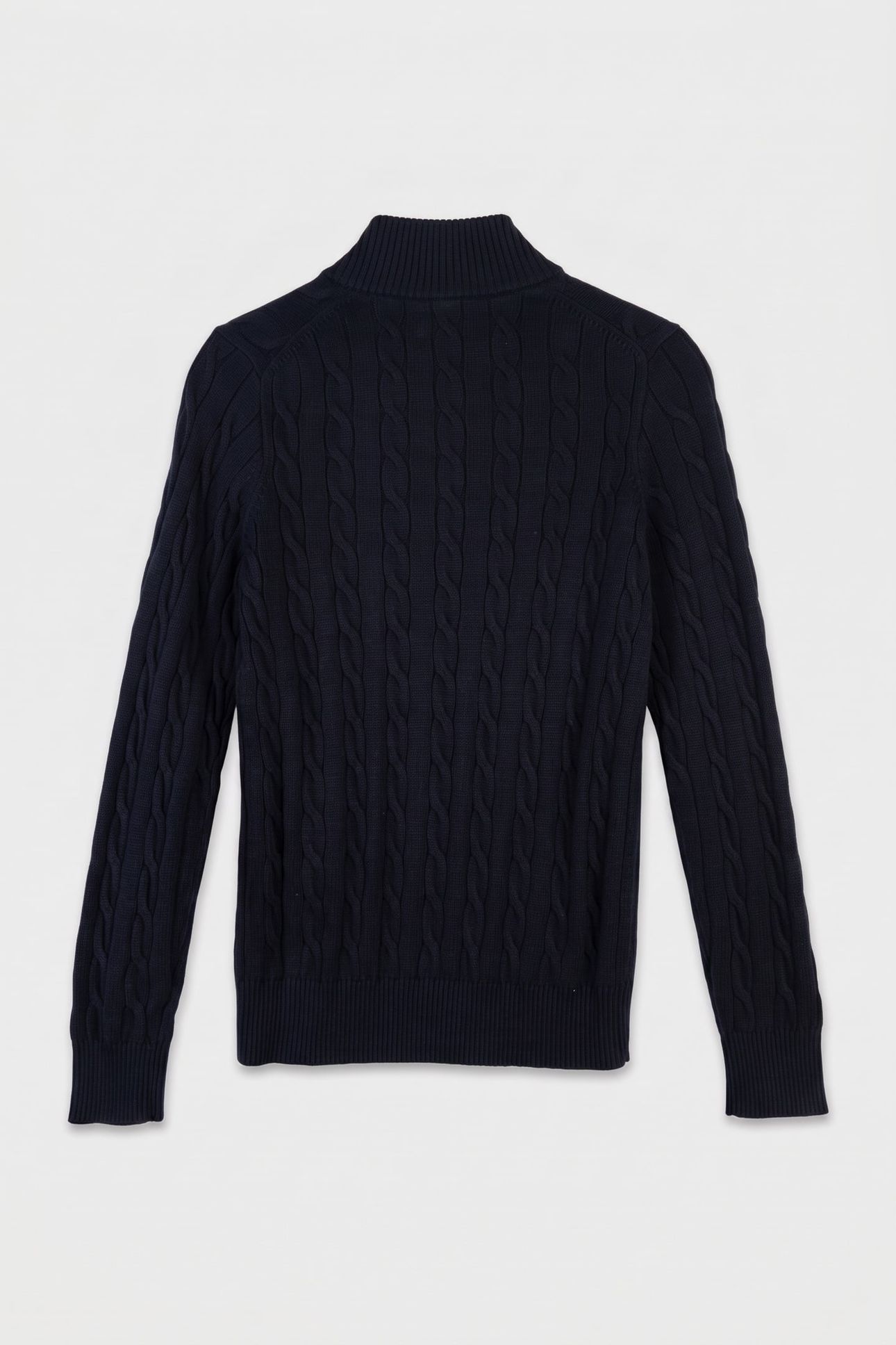 TEEN UNISEX COTTON CABLE HALF ZIP EVENING BLUE 3
