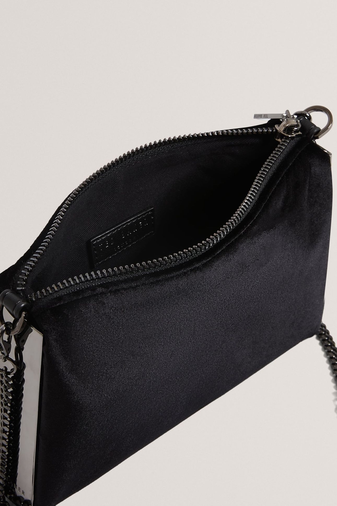 BAR DETAIL VELVET CROSSBODY CLUTCH BLACK 3