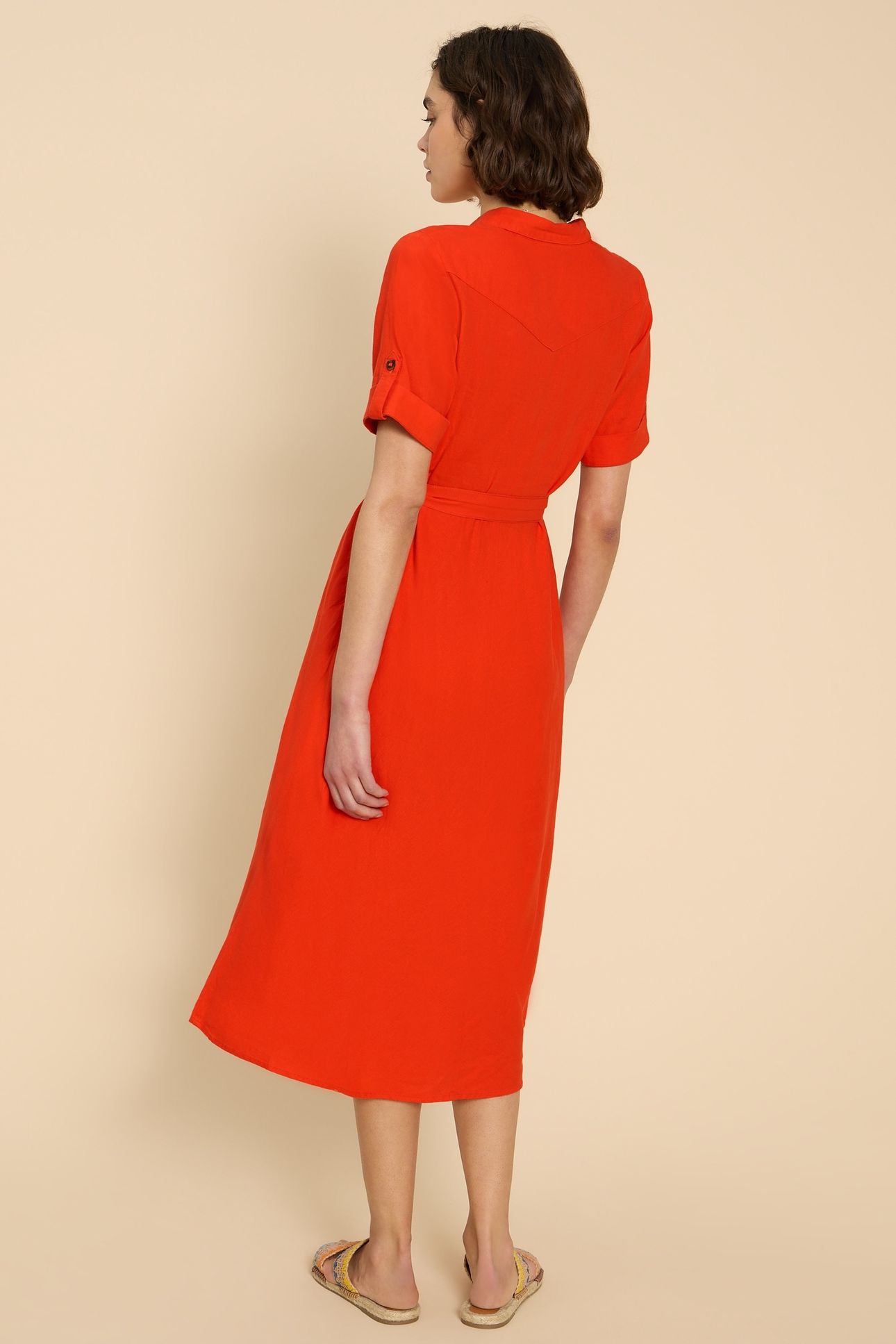 BETH LINEN BLEND SHIRT DRESS BRT ORANGE 3