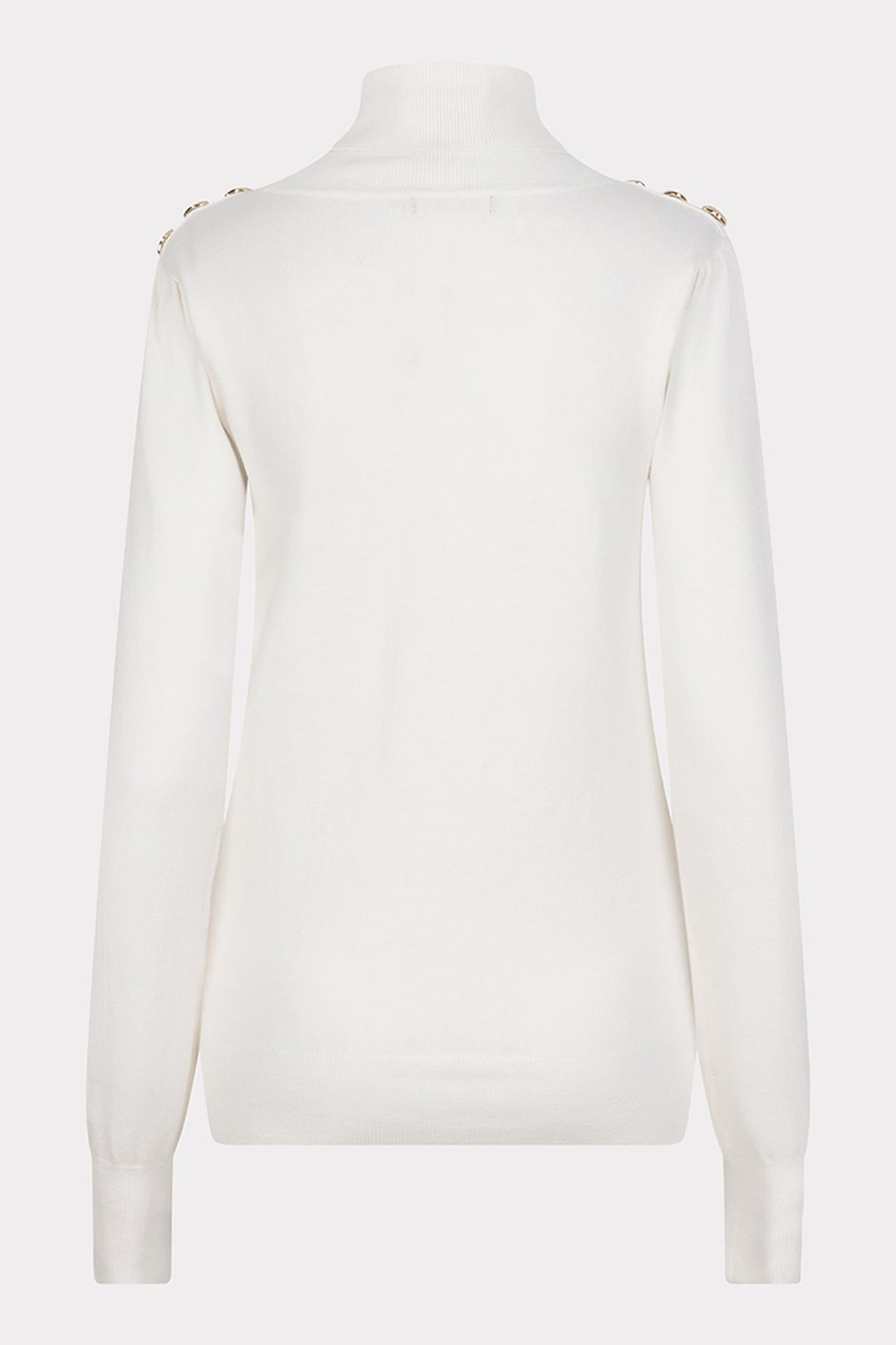 SWEATER SHLDR BUTTON COL BASIC KNIT OFF WHITE 5
