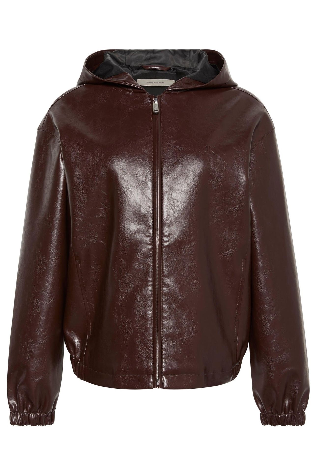 CROPPED HOODED FAUX DARK COFFEE 5